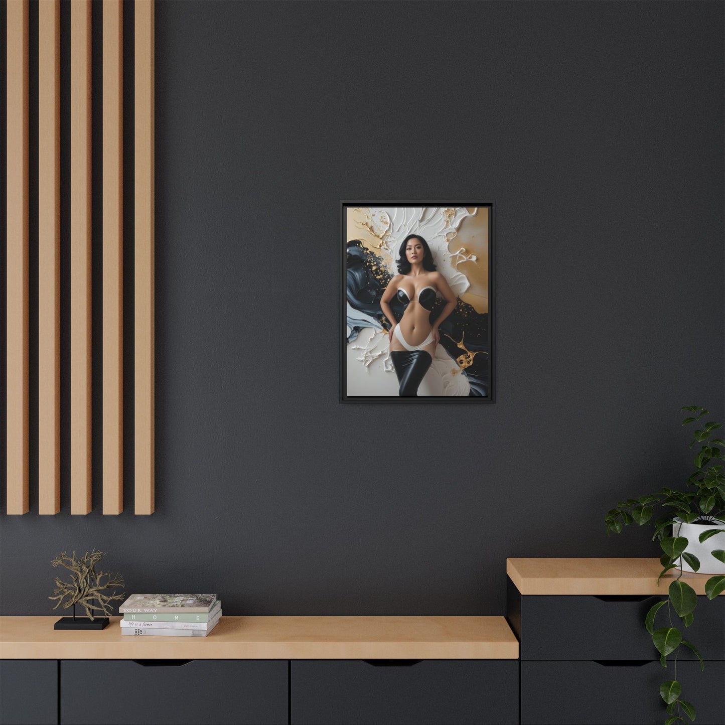 Elegant Framed Canvas Art - Multi-Color Abstract Beauty