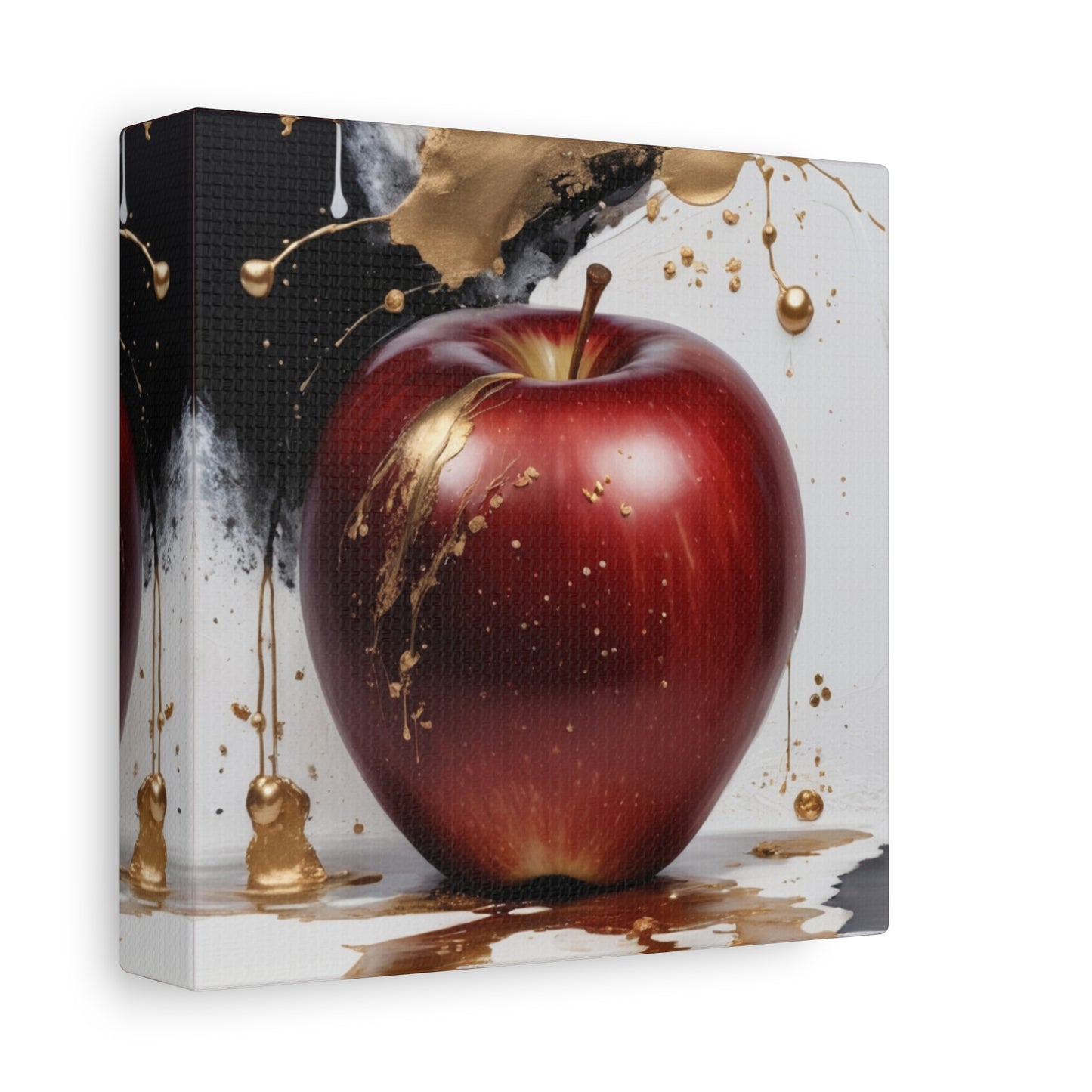 Gold Splashed Red Apple Canvas Art - 1.25" Stretched Wall Decor
