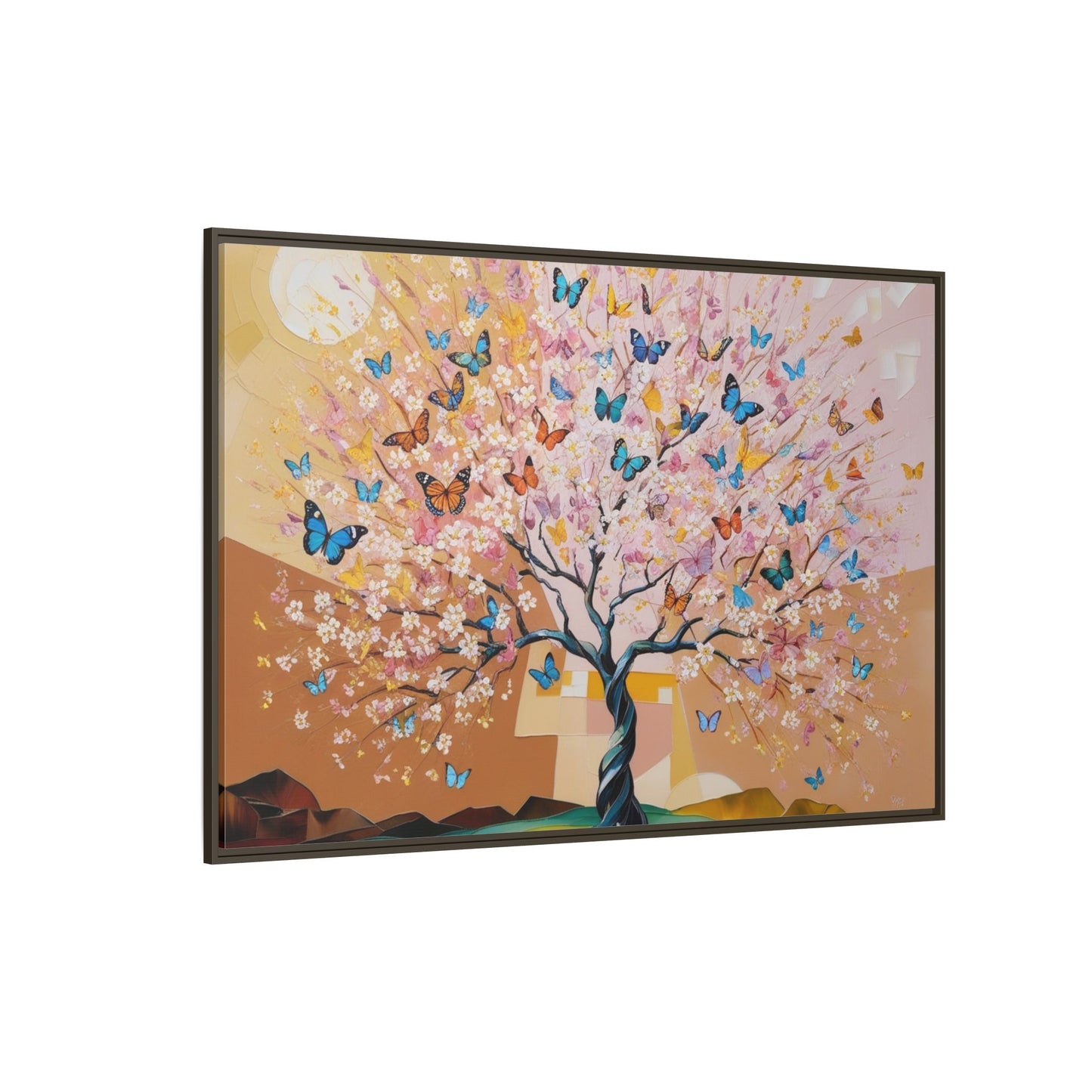 Colorful Butterfly Blossom Framed Canvas Art
