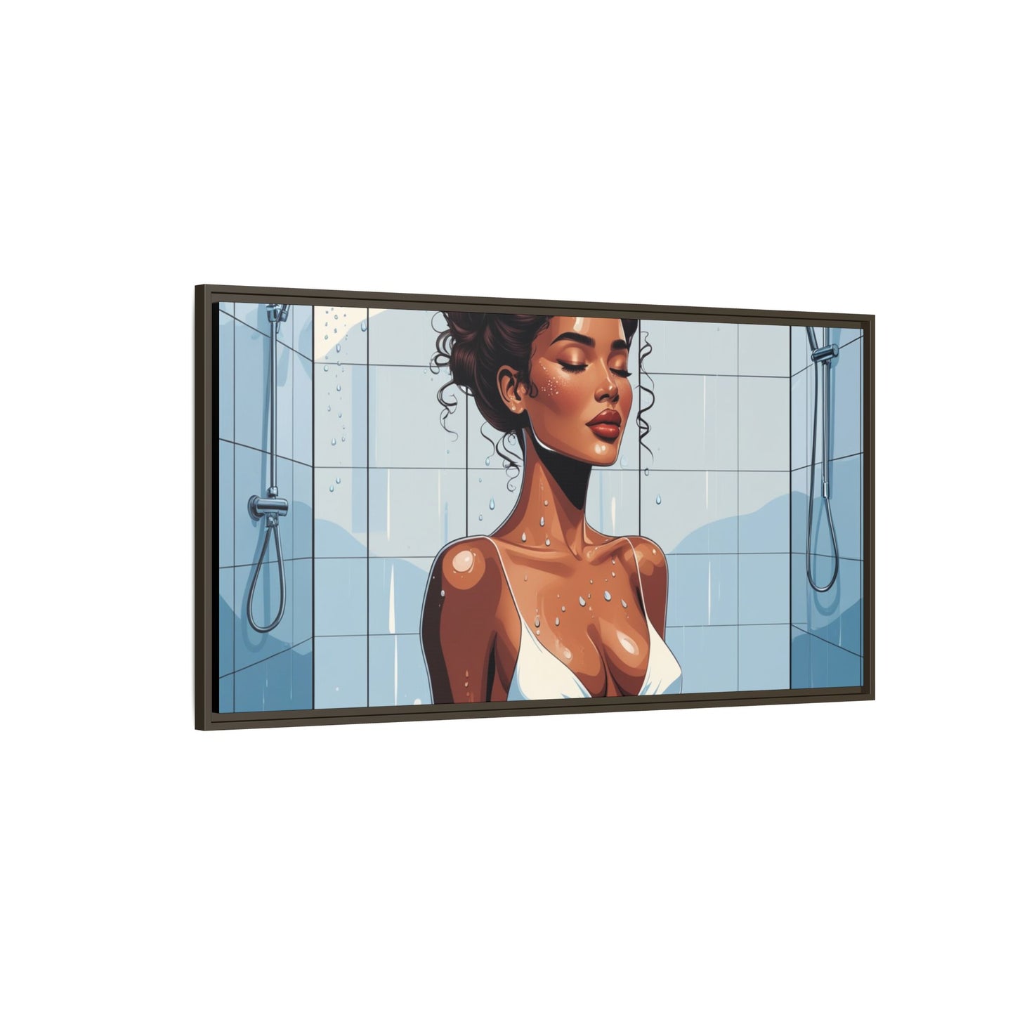 Serene Bathing Woman Canvas Art - Framed Multi-Color Wall Decor