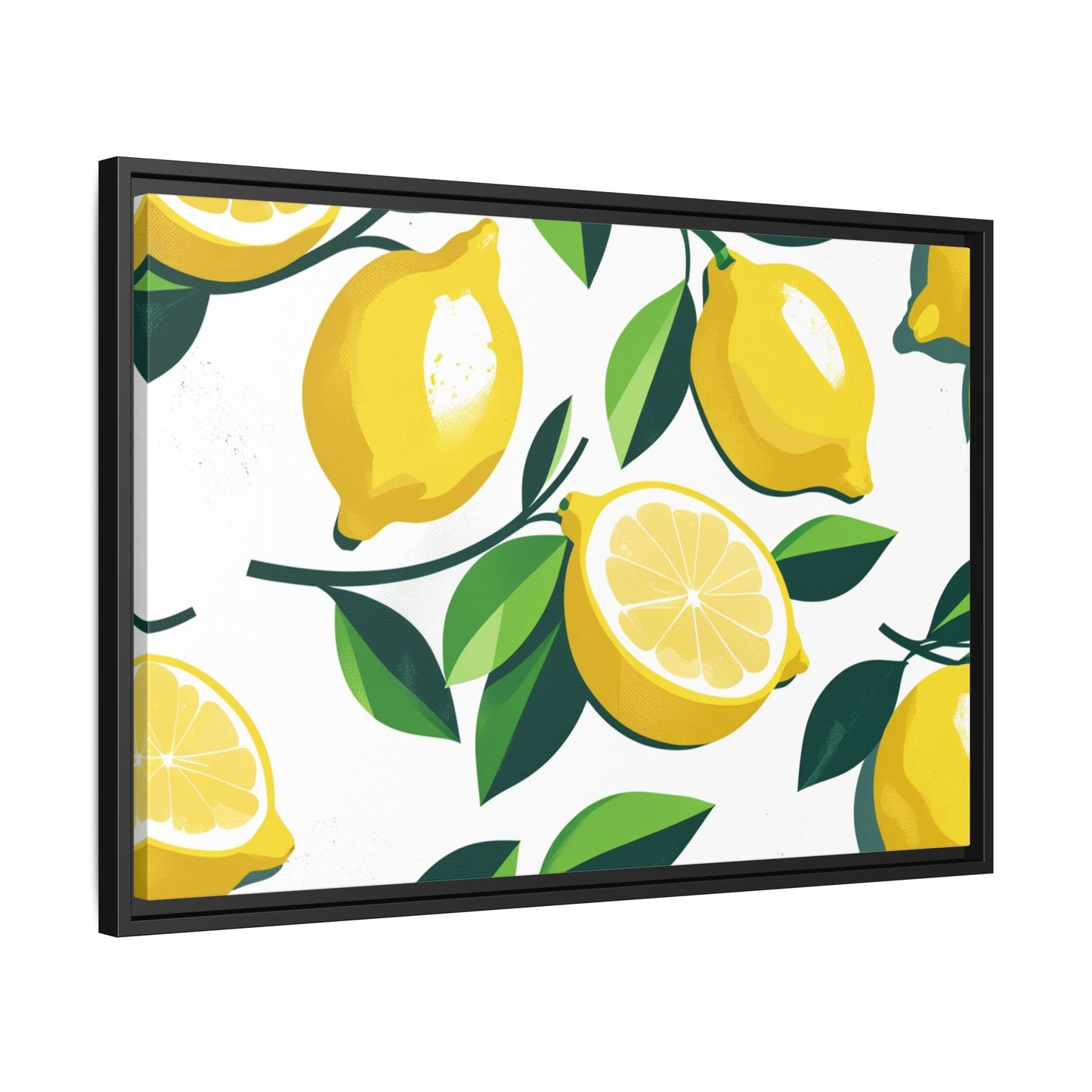 Lemon-Themed Framed Canvas Wall Art - Bright and Fresh Decor