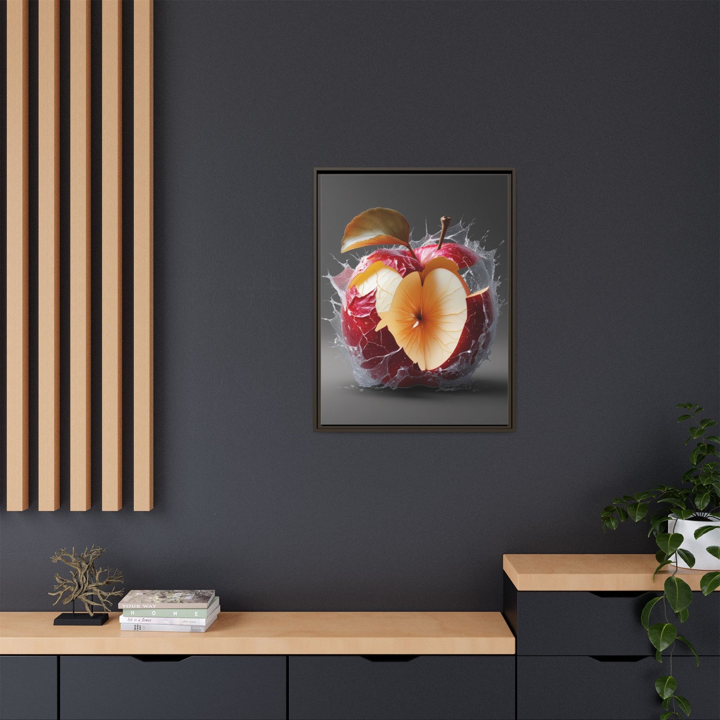 Framed Matte Canvas - Cracked Apple Art - Unique Home Decor