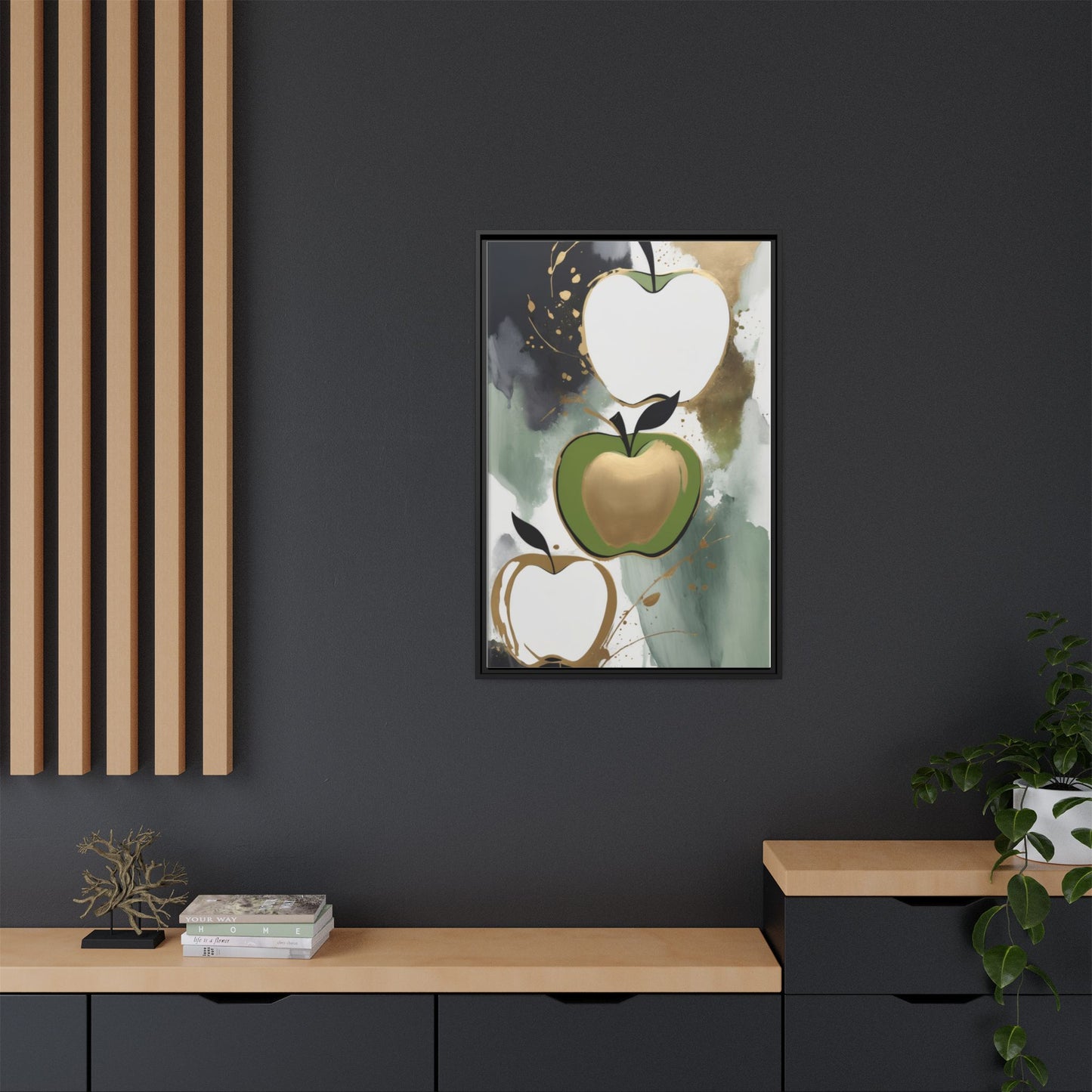 Modern Abstract Apple Canvas Art Print - Colorful Framed Wall Decor