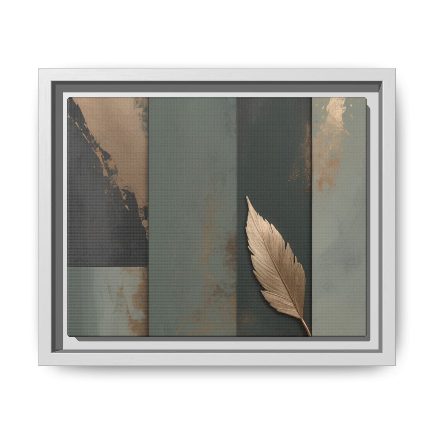 Elegant Framed Matte Canvas Wall Art - Multi-Color Leaf Design