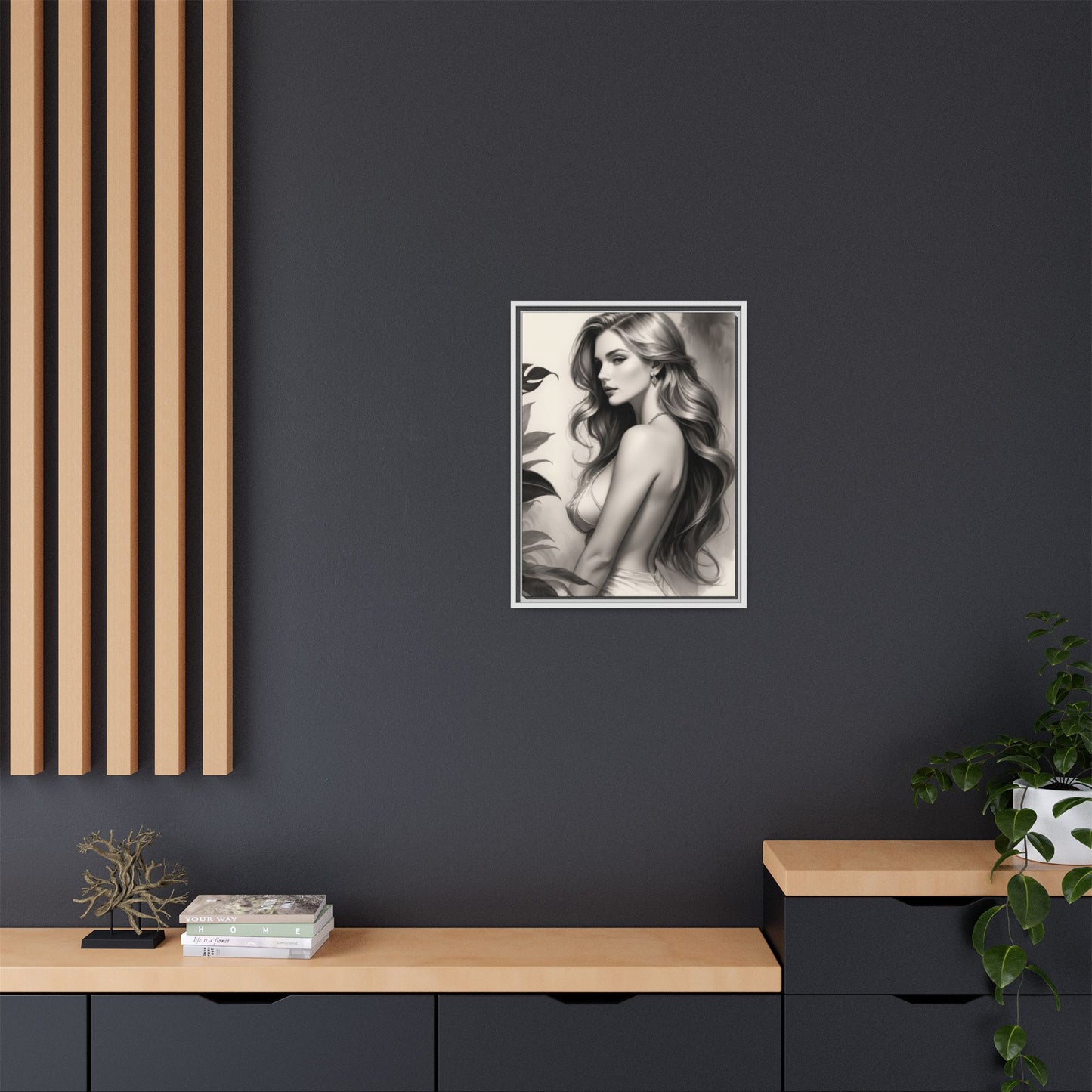Elegant Matte Framed Art Print - Stylish Woman Portrait