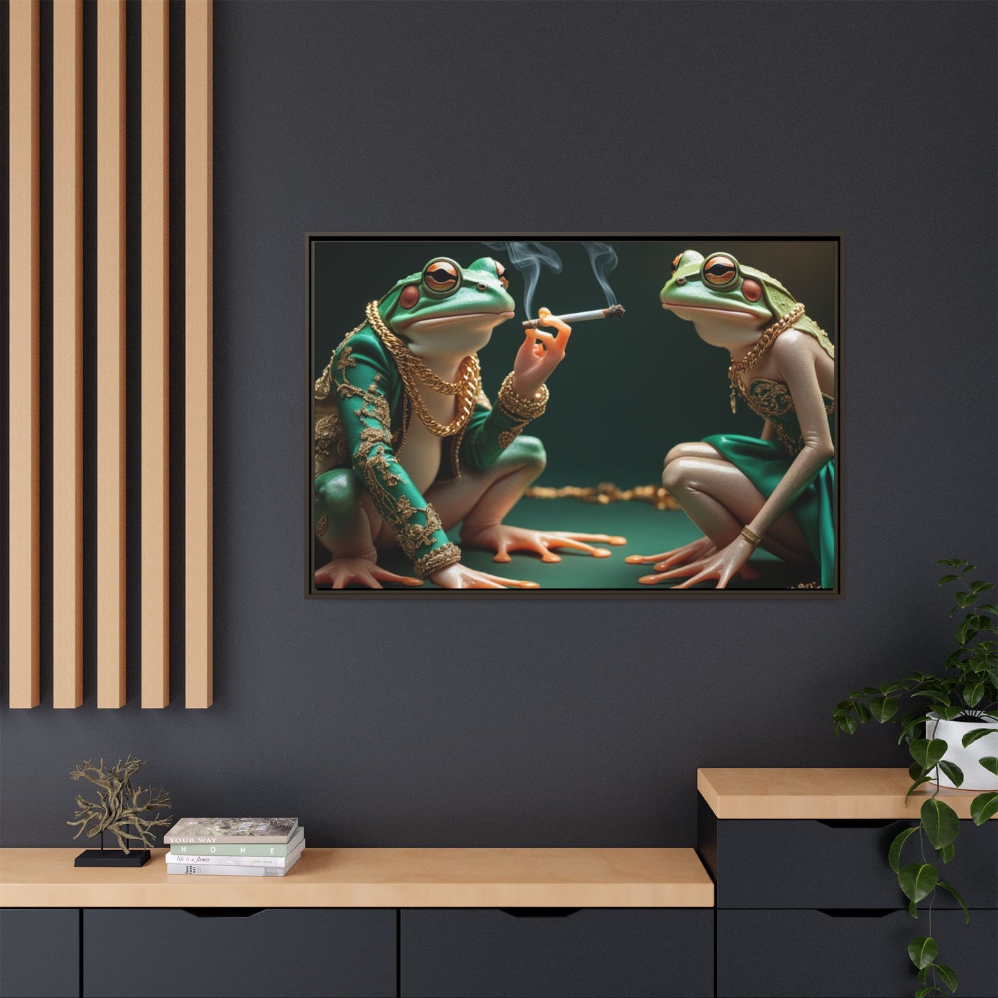Whimsical Frog Art Print - Framed Canvas for Unique Home Decor