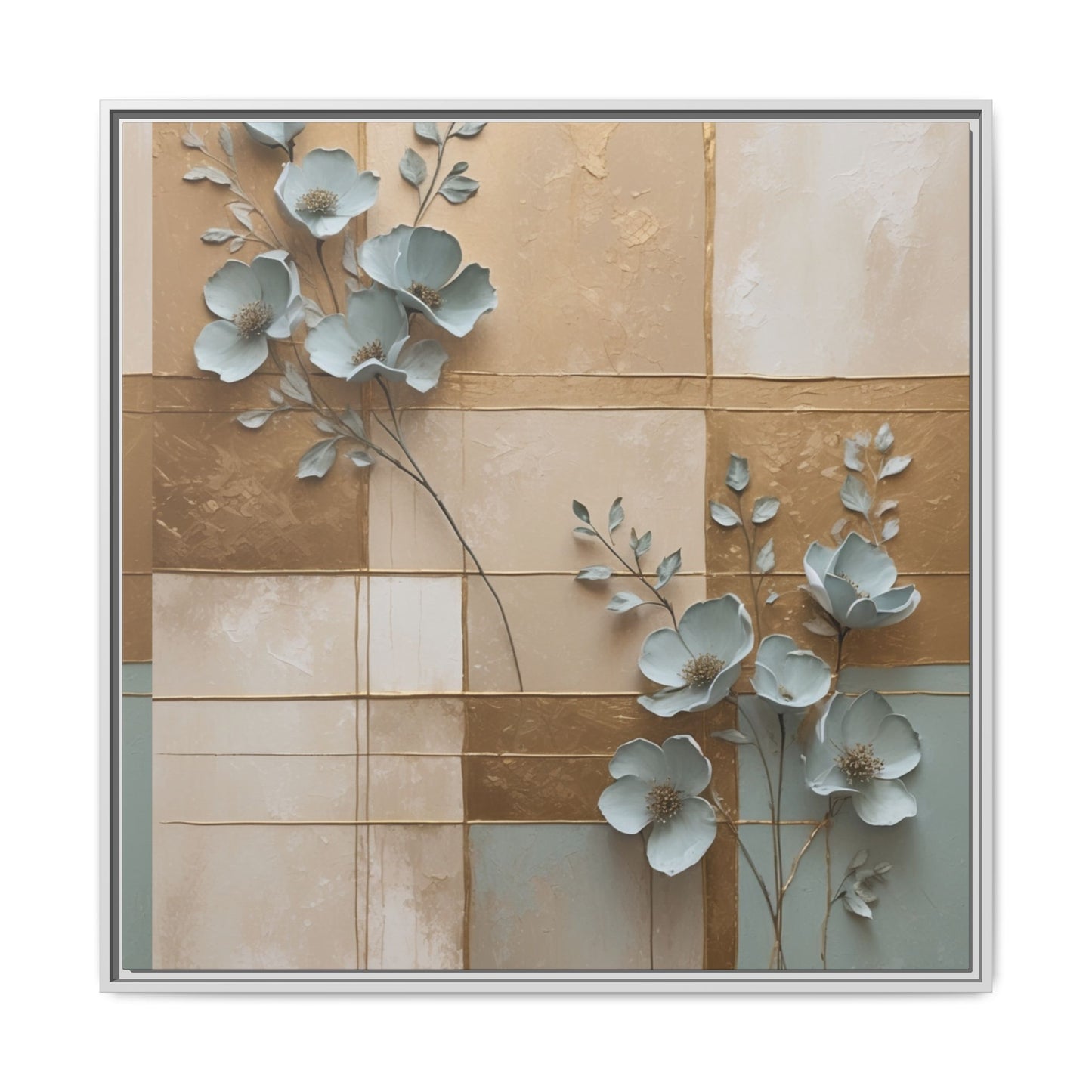 Elegant Floral Wall Art - Framed Matte Canvas Decor