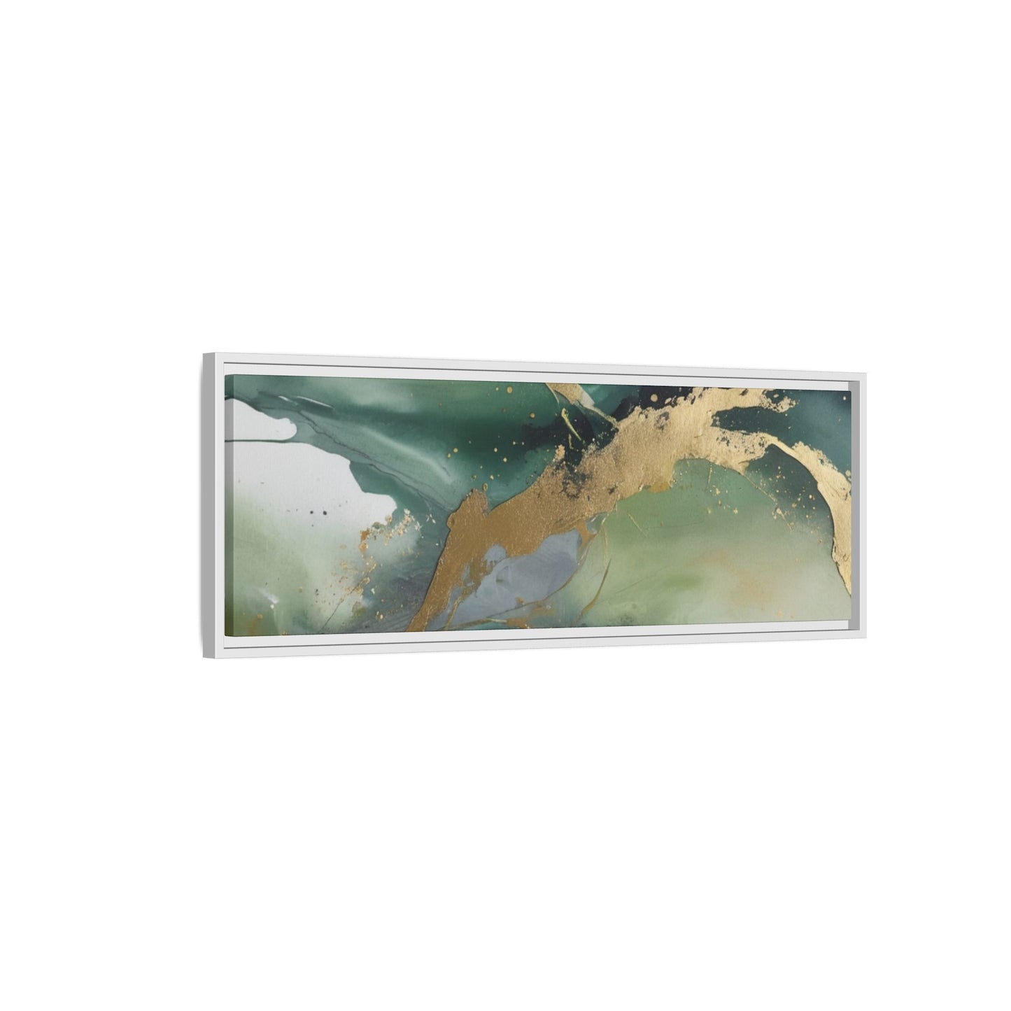 Elegant Abstract Framed Canvas Wall Art - Multi-Color Gold Accents