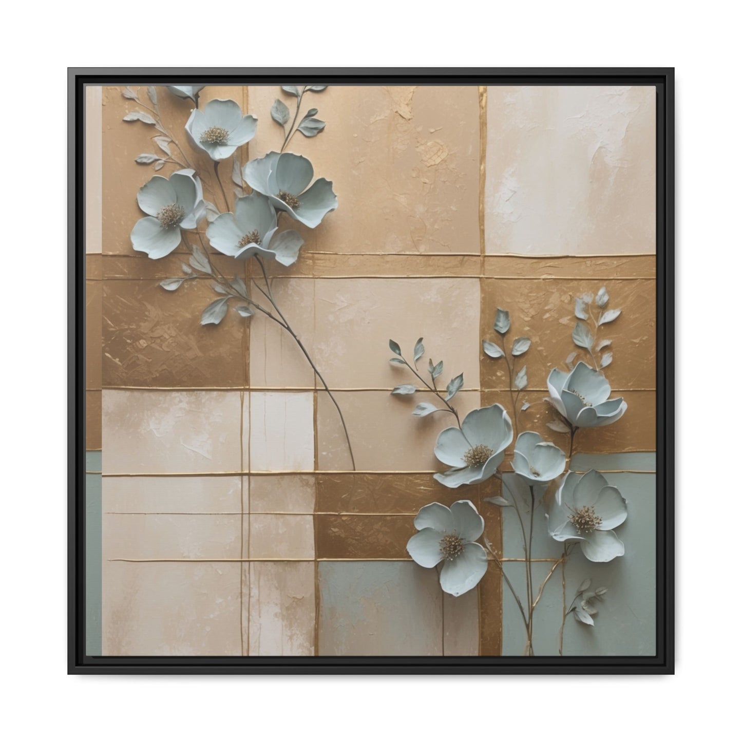 Elegant Floral Wall Art - Framed Matte Canvas Decor