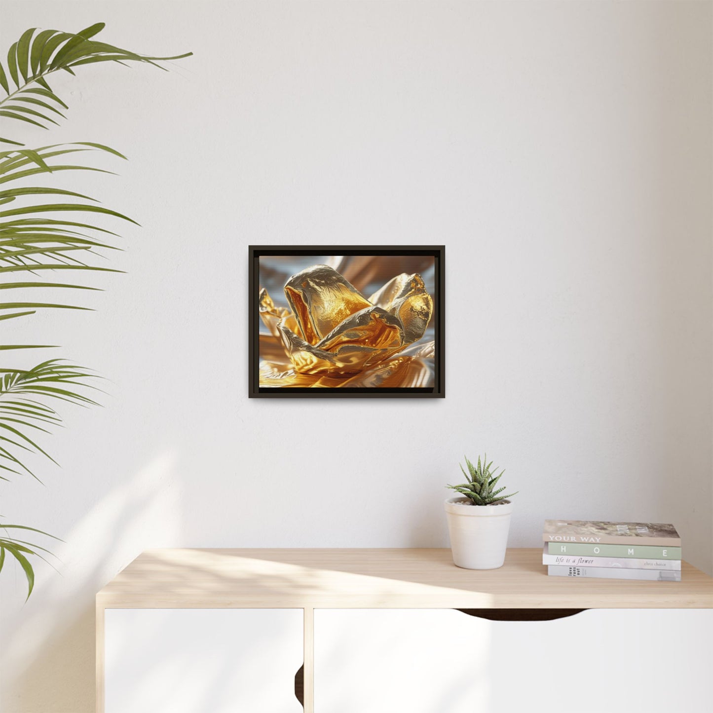 Gold Foil Rose Canvas Art - Elegant Home Decor