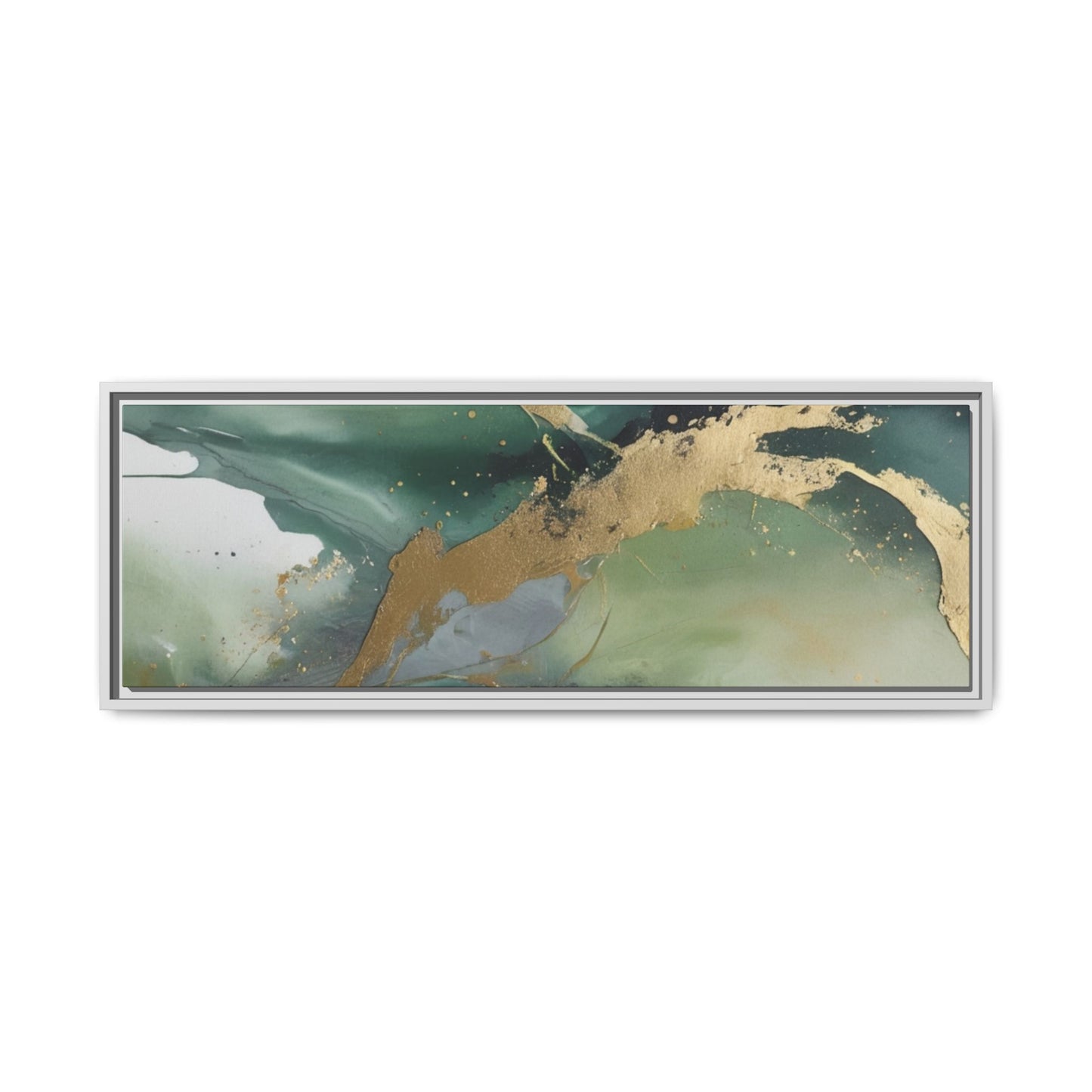 Elegant Abstract Framed Canvas Wall Art - Multi-Color Gold Accents