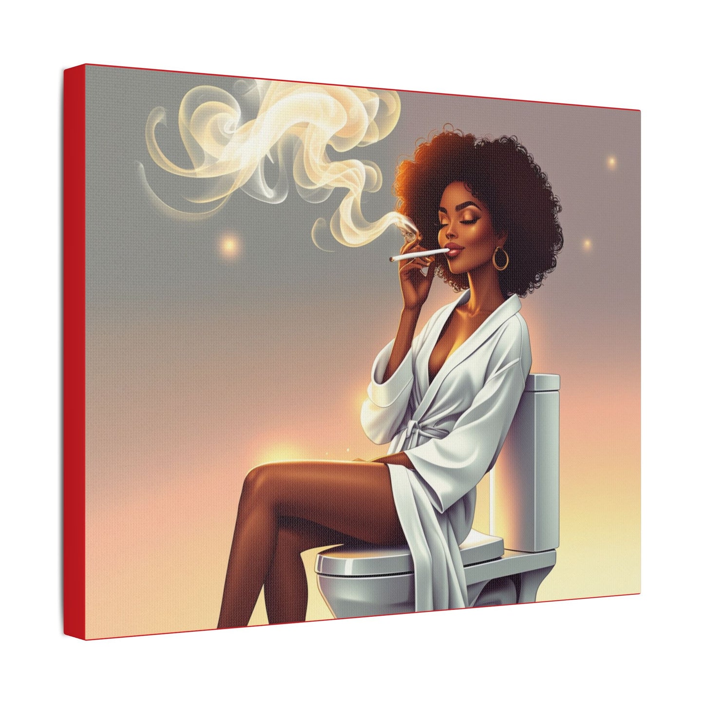 Contemporary Satin Canvas Wall Art - Stylish Leisure Scene with Female Figure
