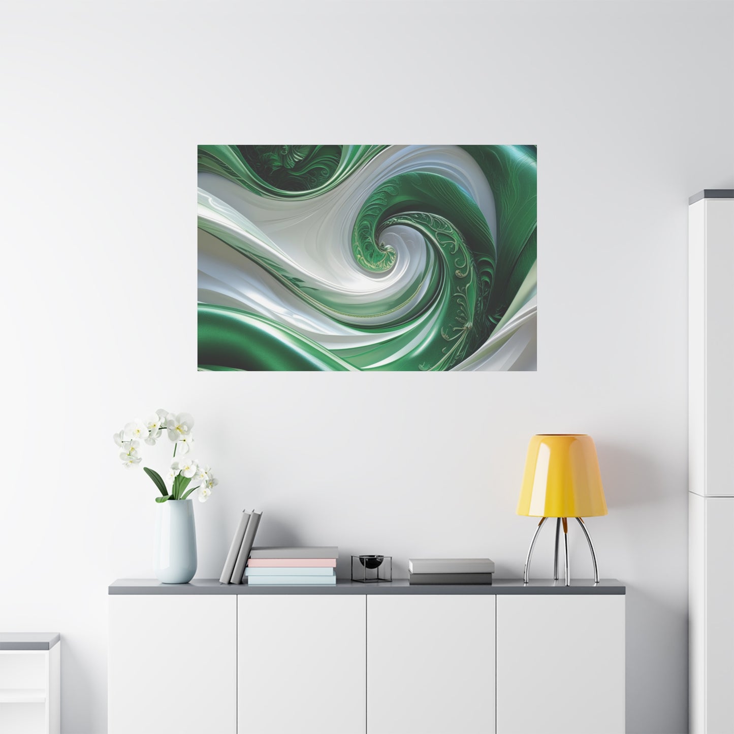 Abstract Green Swirl Canvas Wall Art - Contemporary Home Decor