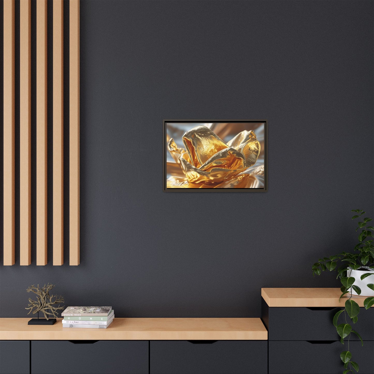Gold Foil Rose Canvas Art - Elegant Home Decor