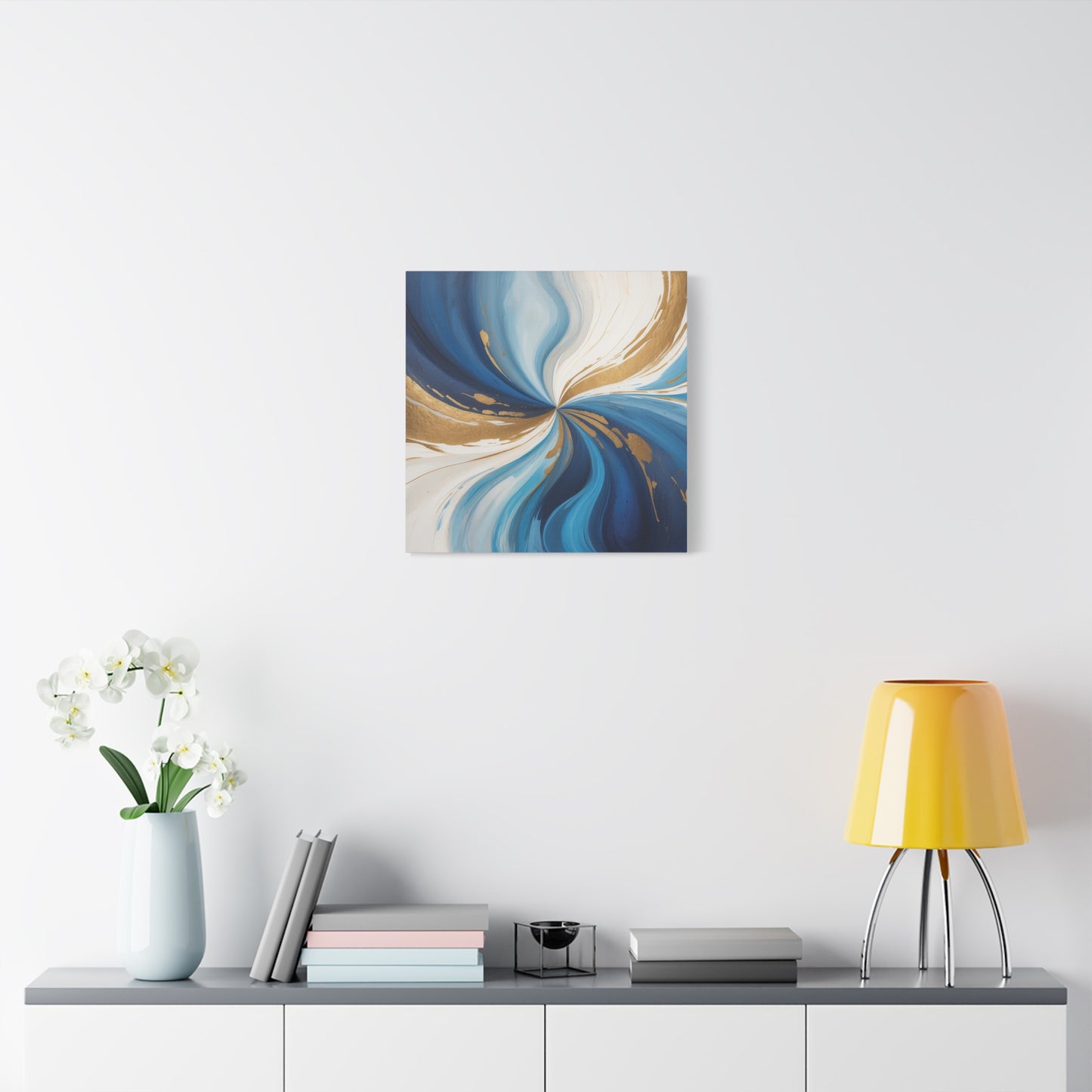 Abstract Blue and Gold Canvas Art - Stretched Matte Print for Home Decor