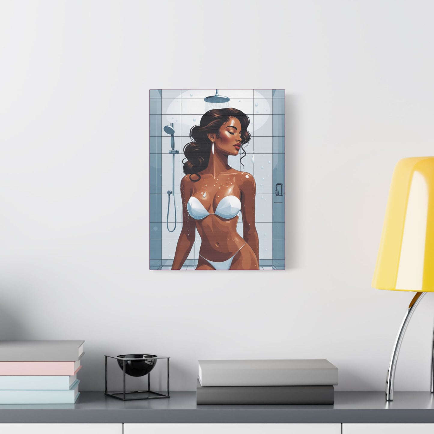 Shower Goddess Art Canvas - Elegant Stretched Satin Wall Decor for Modern Homes