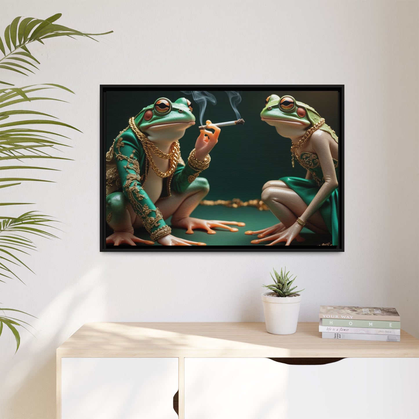 Whimsical Frog Art Print - Framed Canvas for Unique Home Decor