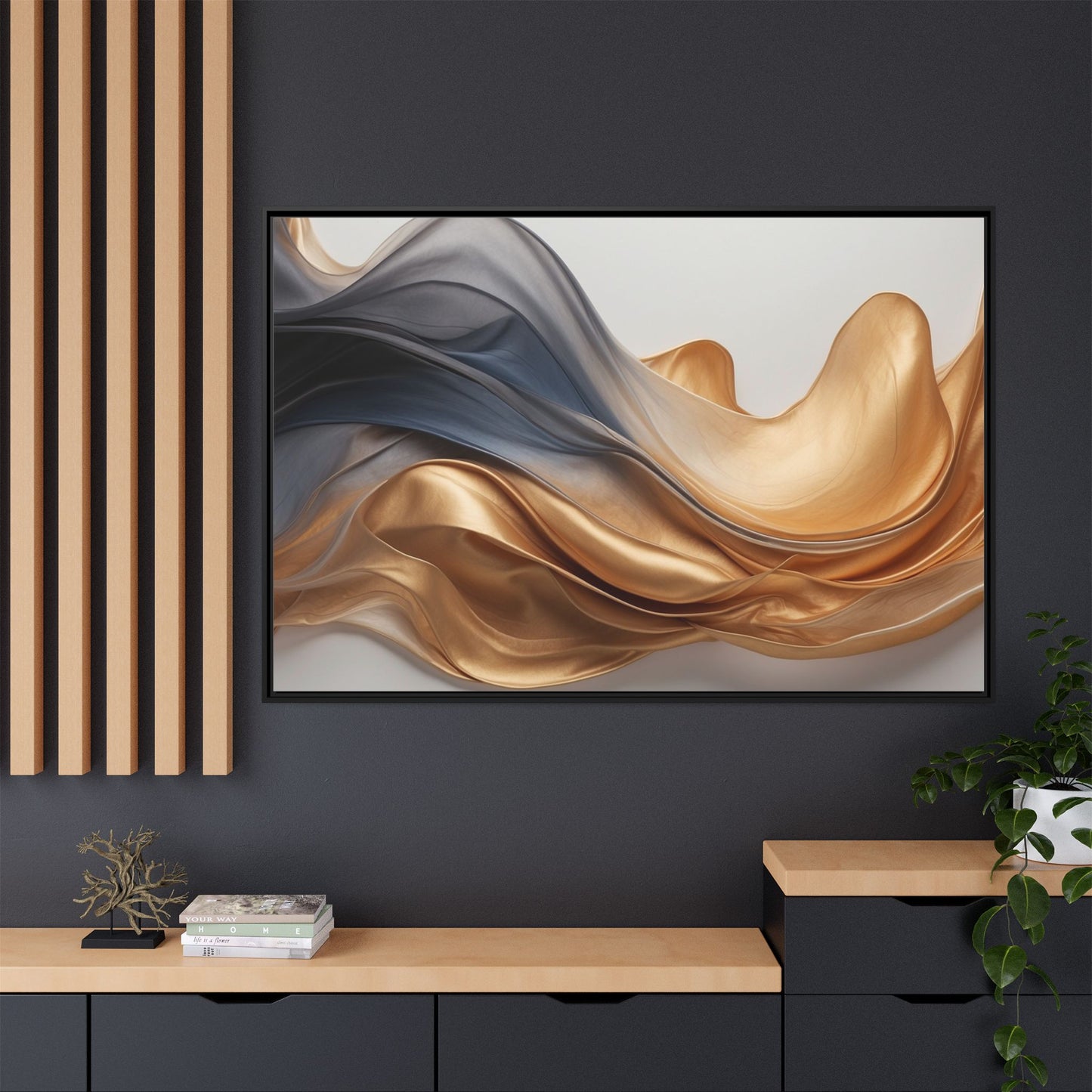 Abstract Matte Canvas Art Print - Framed Multi-color Wall Decor