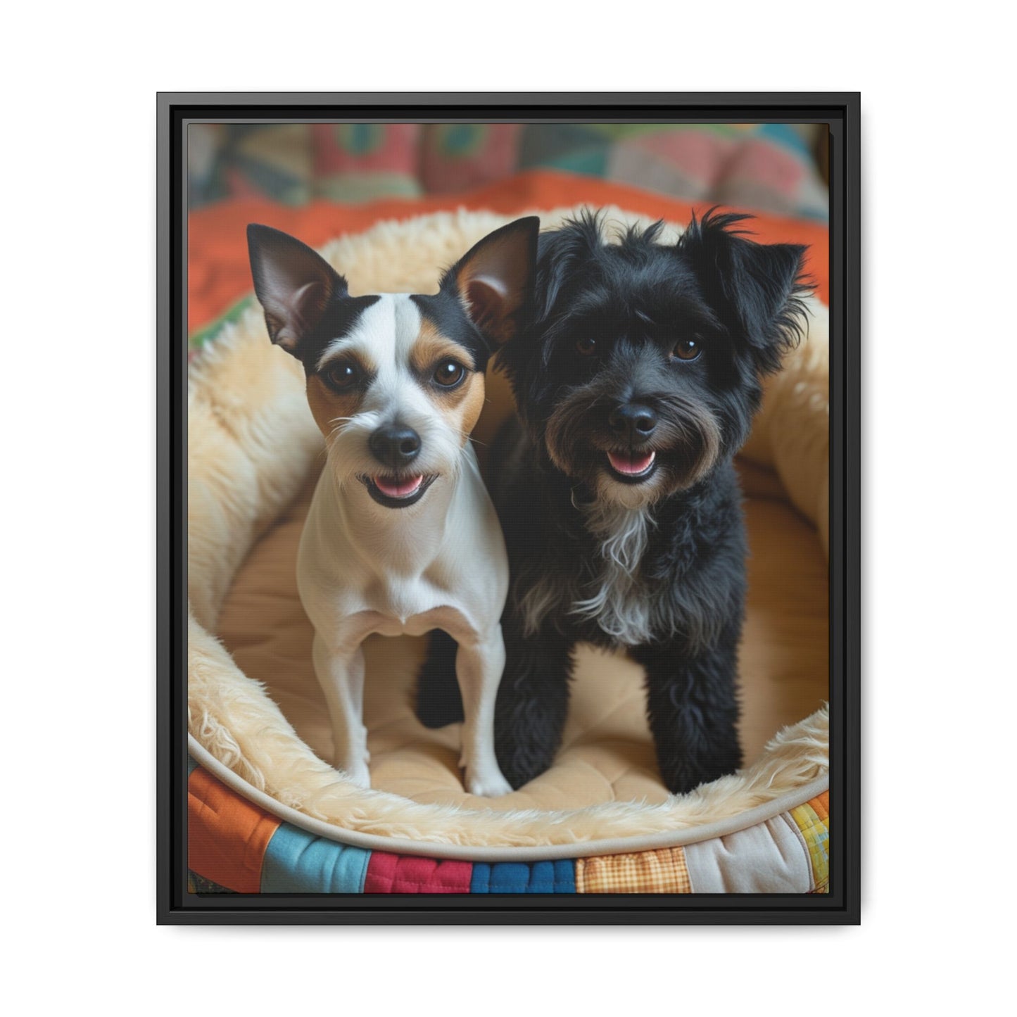Framed Canvas Print of Cheerful Dogs – Perfect Pet Lover's Gift