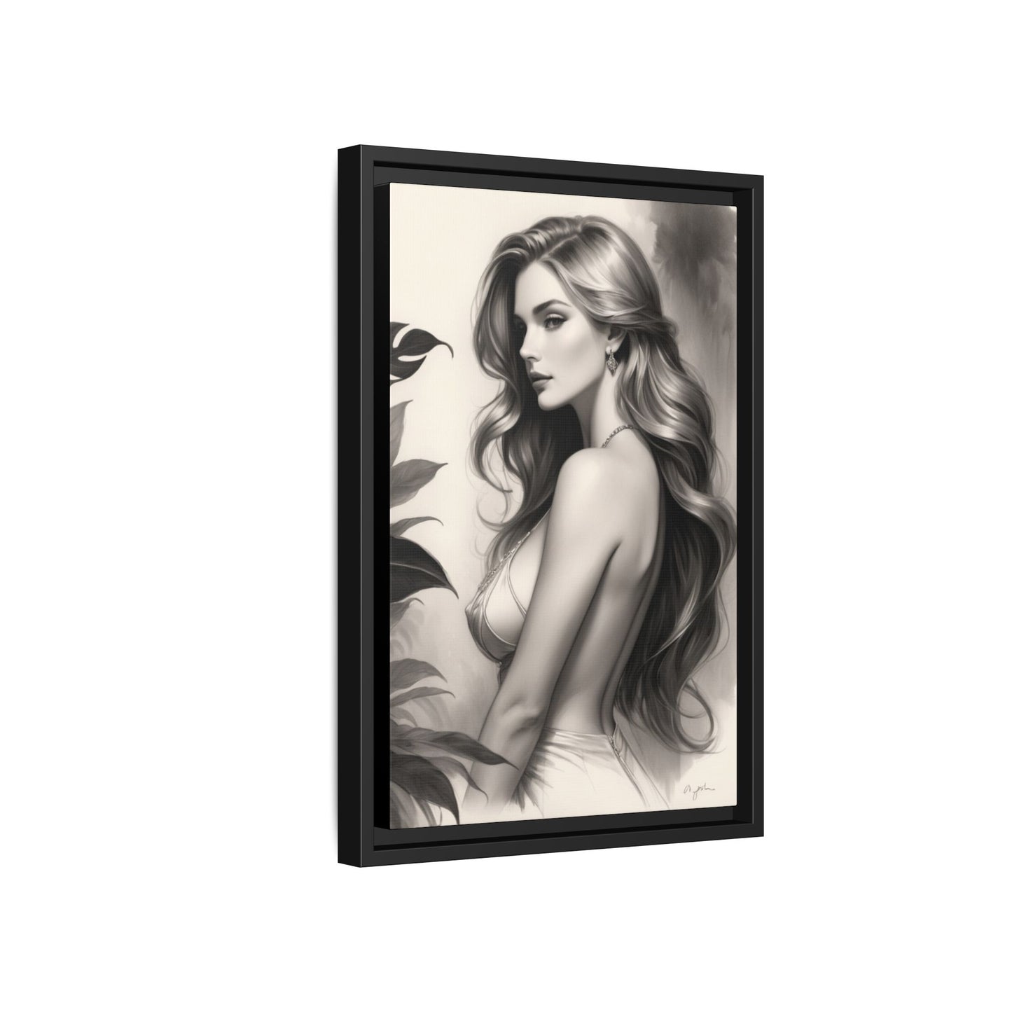 Elegant Matte Framed Art Print - Stylish Woman Portrait