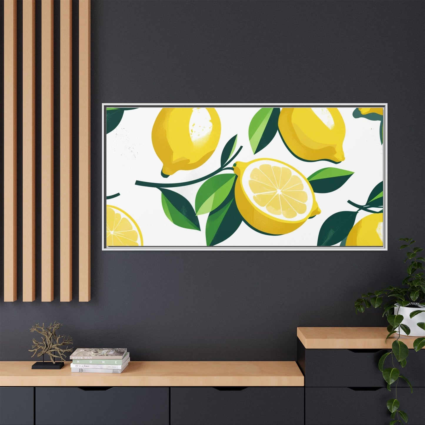 Lemon-Themed Framed Canvas Wall Art - Bright and Fresh Decor
