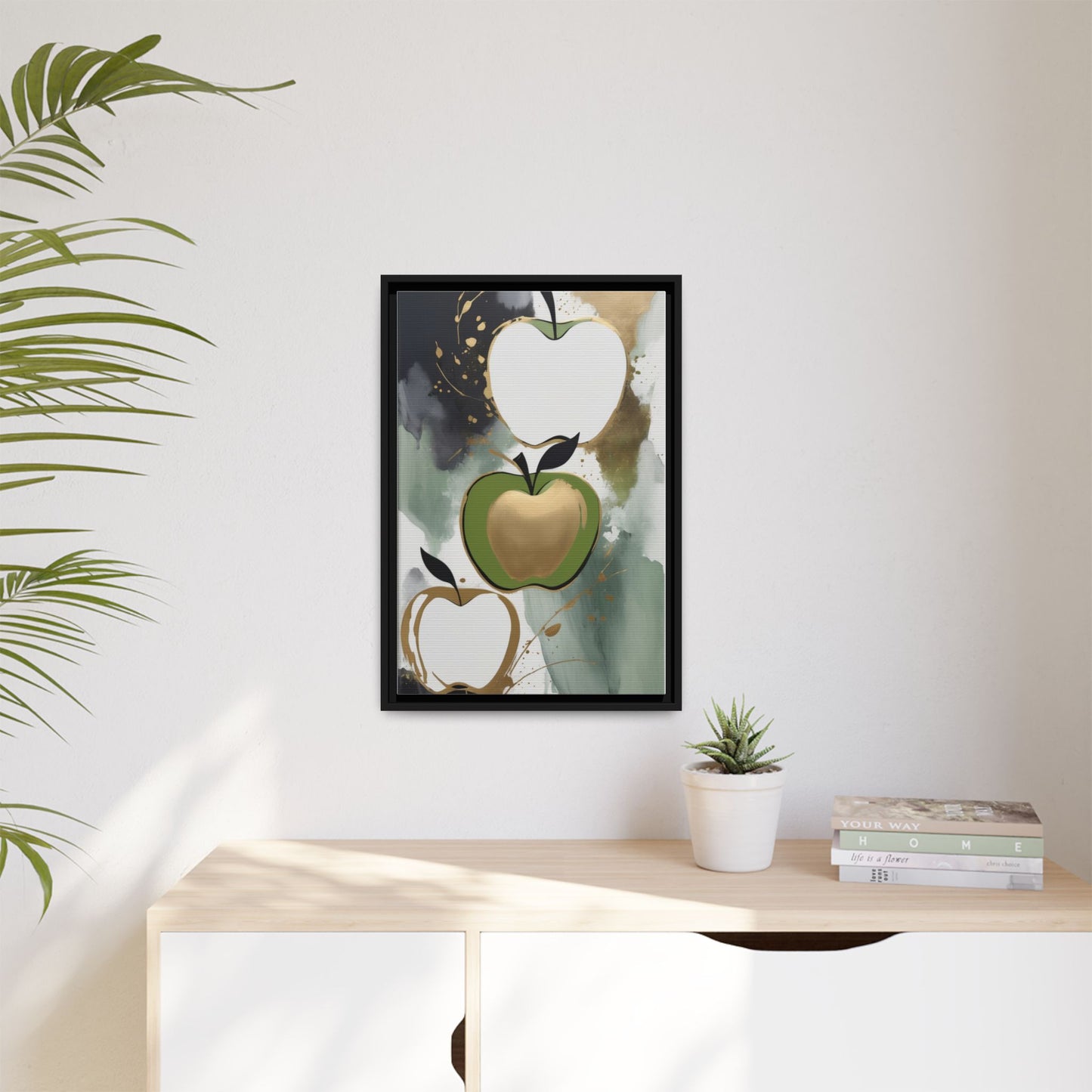 Modern Abstract Apple Canvas Art Print - Colorful Framed Wall Decor