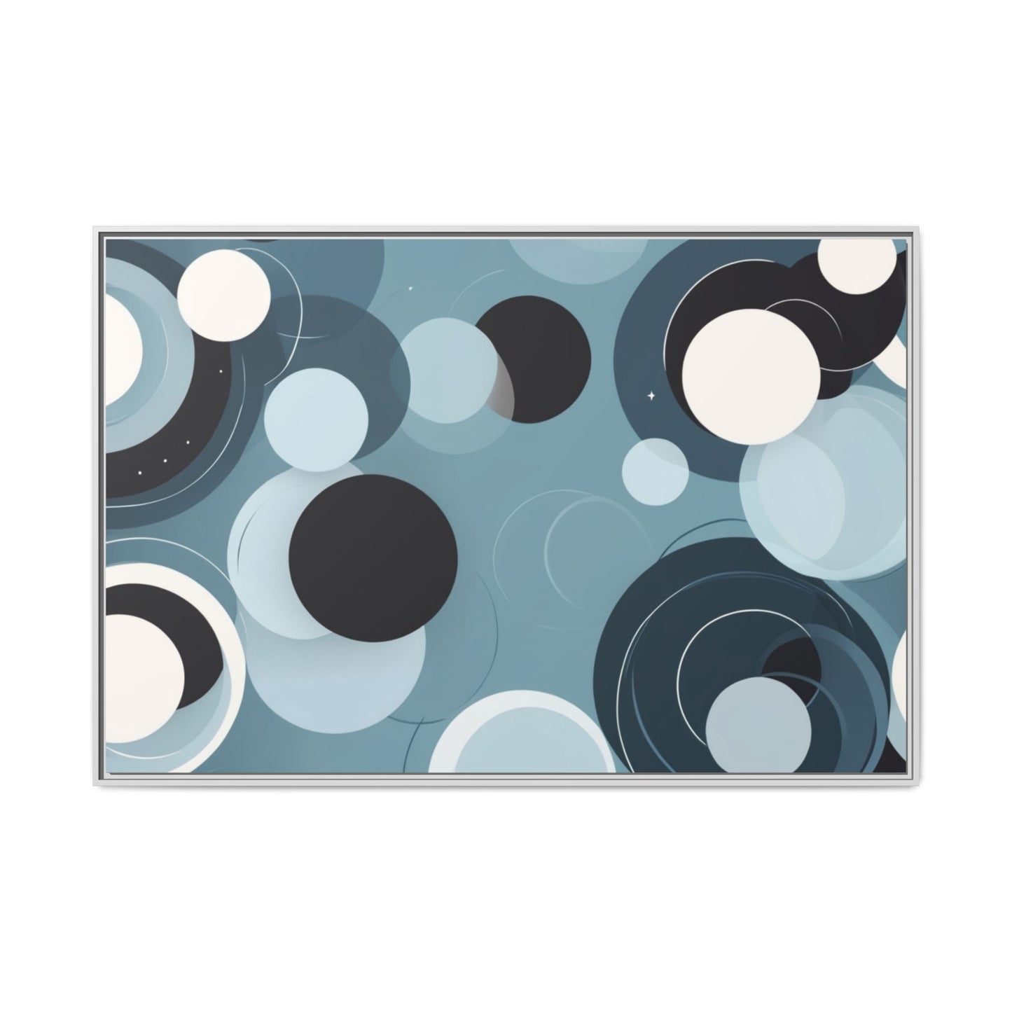 Modern Abstract Framed Canvas Art - Multi-Color Circles Decoration