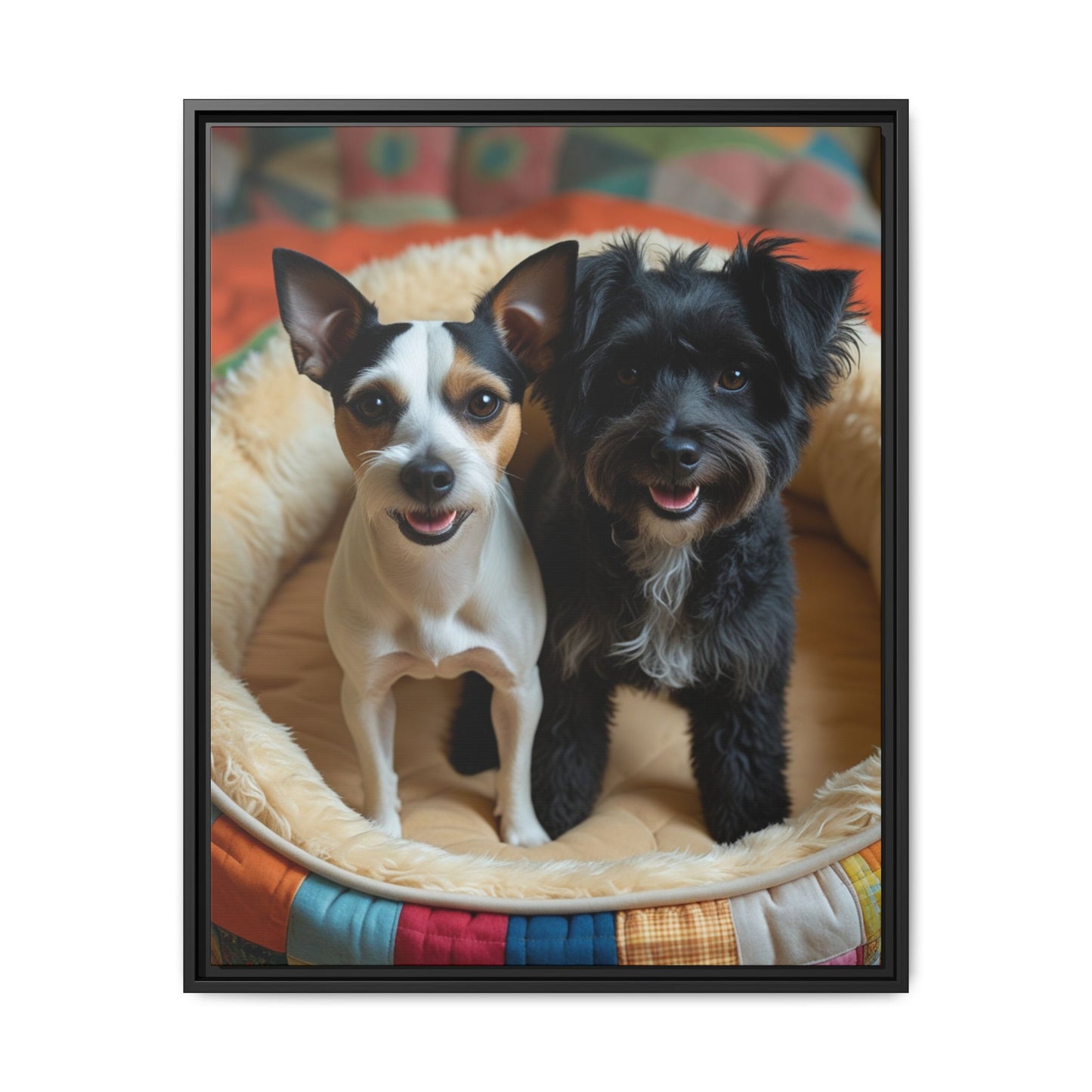 Framed Canvas Print of Cheerful Dogs – Perfect Pet Lover's Gift