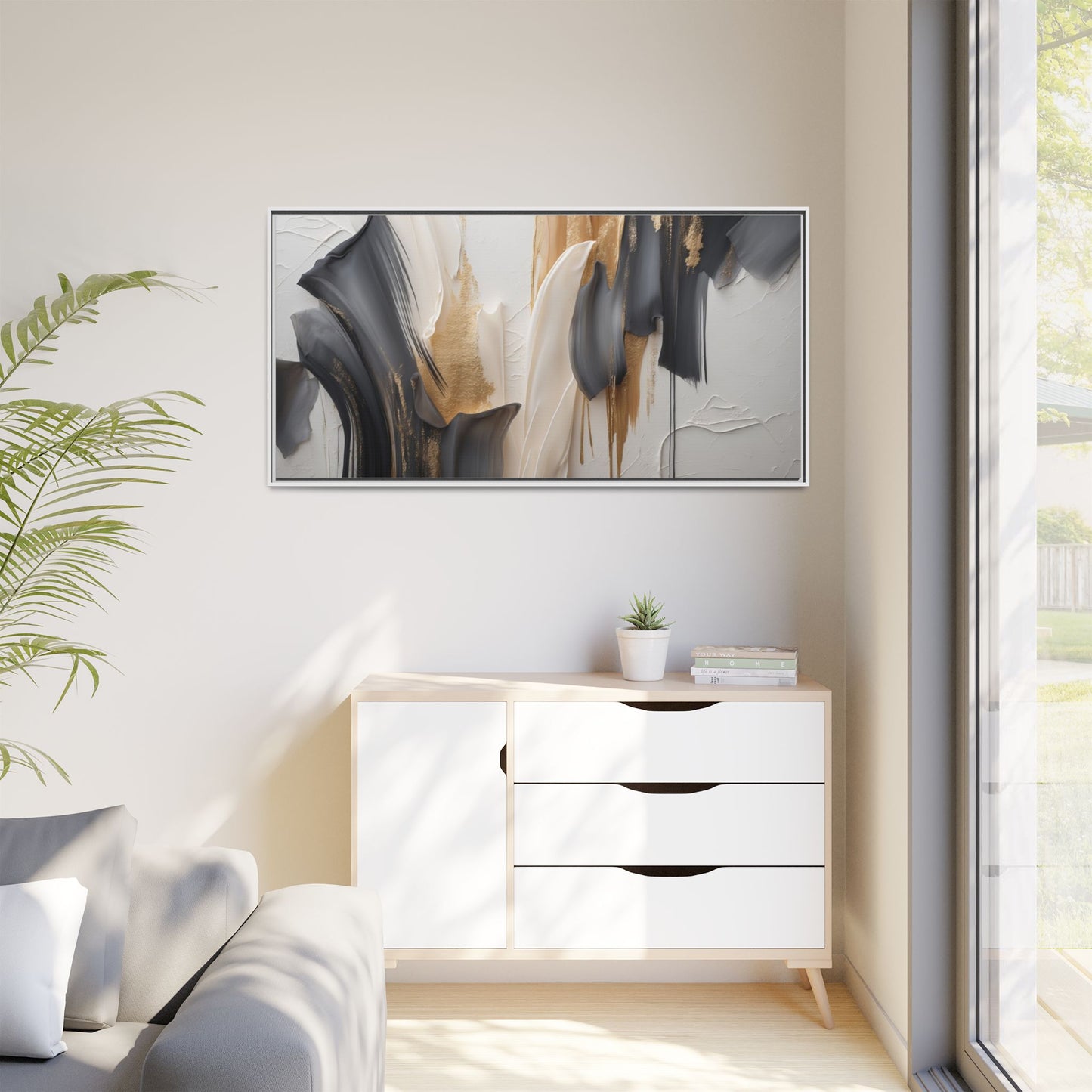 Abstract Multi-Color Framed Canvas Art - Modern Home Decor