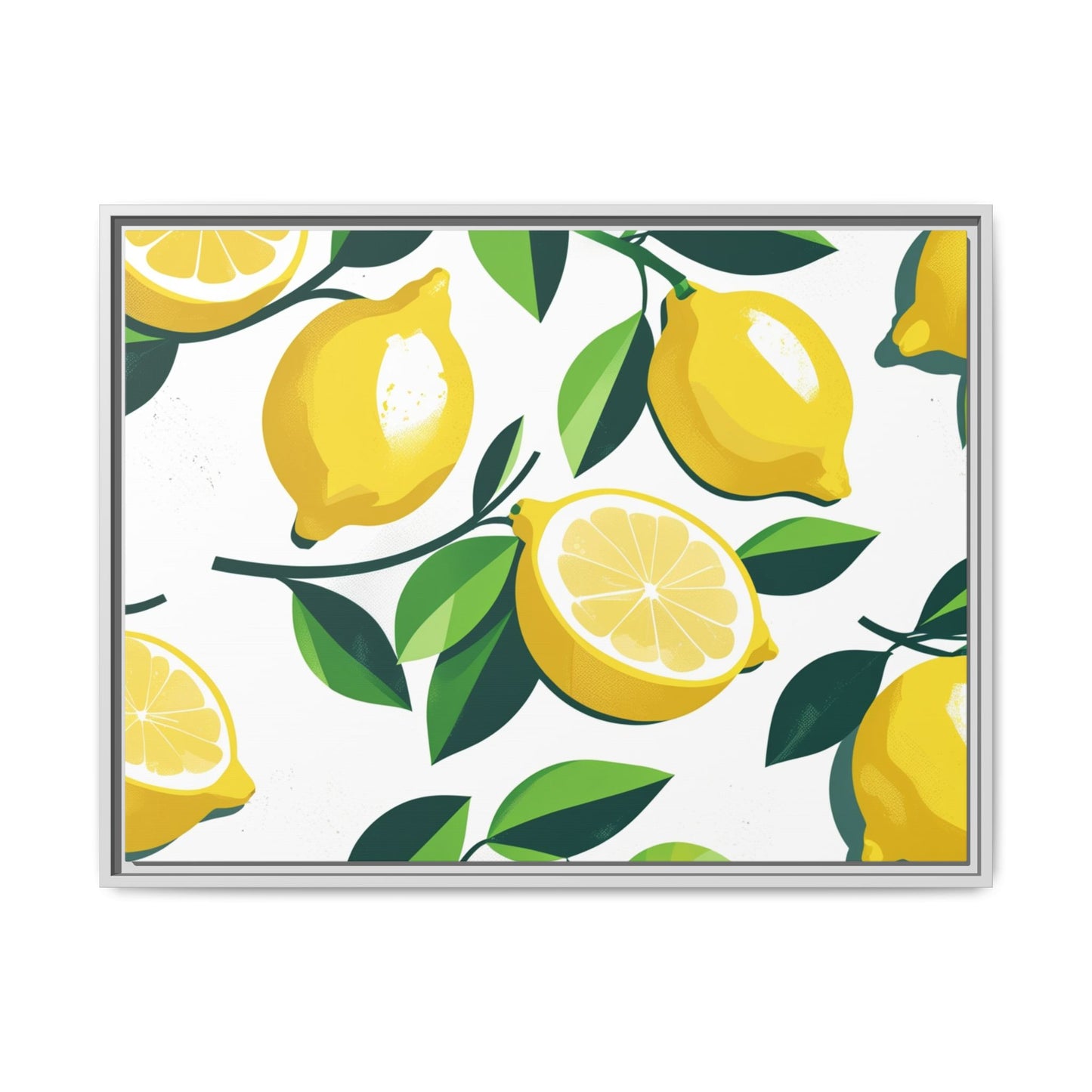 Lemon-Themed Framed Canvas Wall Art - Bright and Fresh Decor
