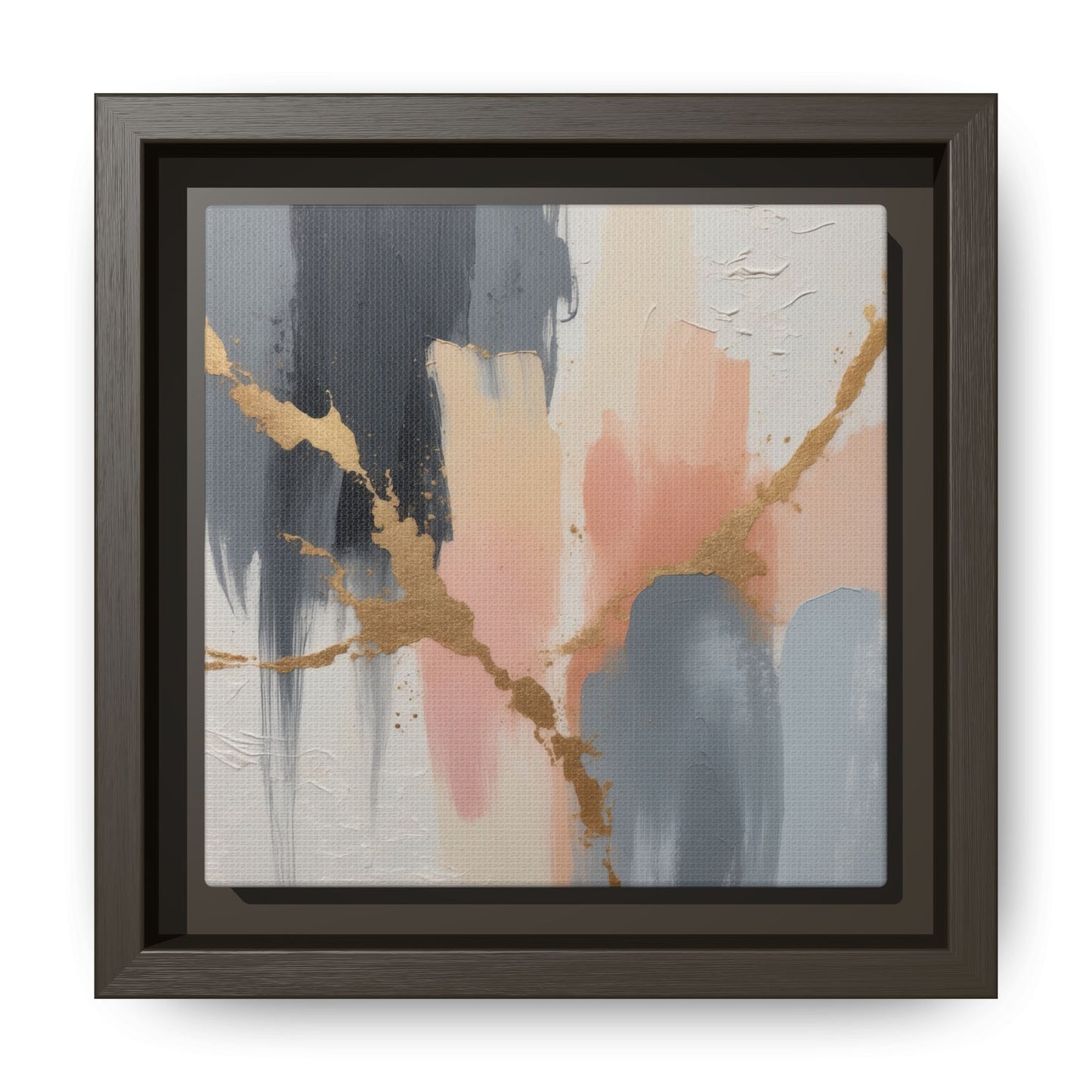 Elegant Abstract Framed Canvas Art with Gold Accents