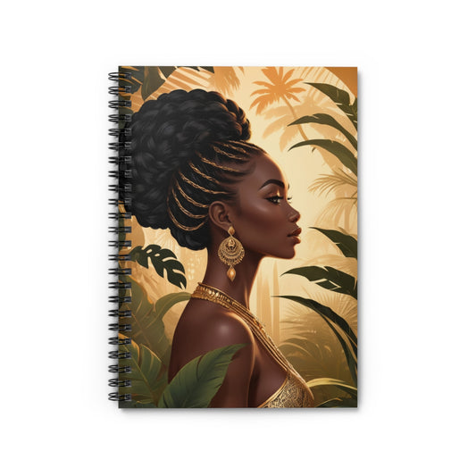 Elegant Spiral Notebook - African Woman Design, Ruled Lines for Inspiration and Creativity
