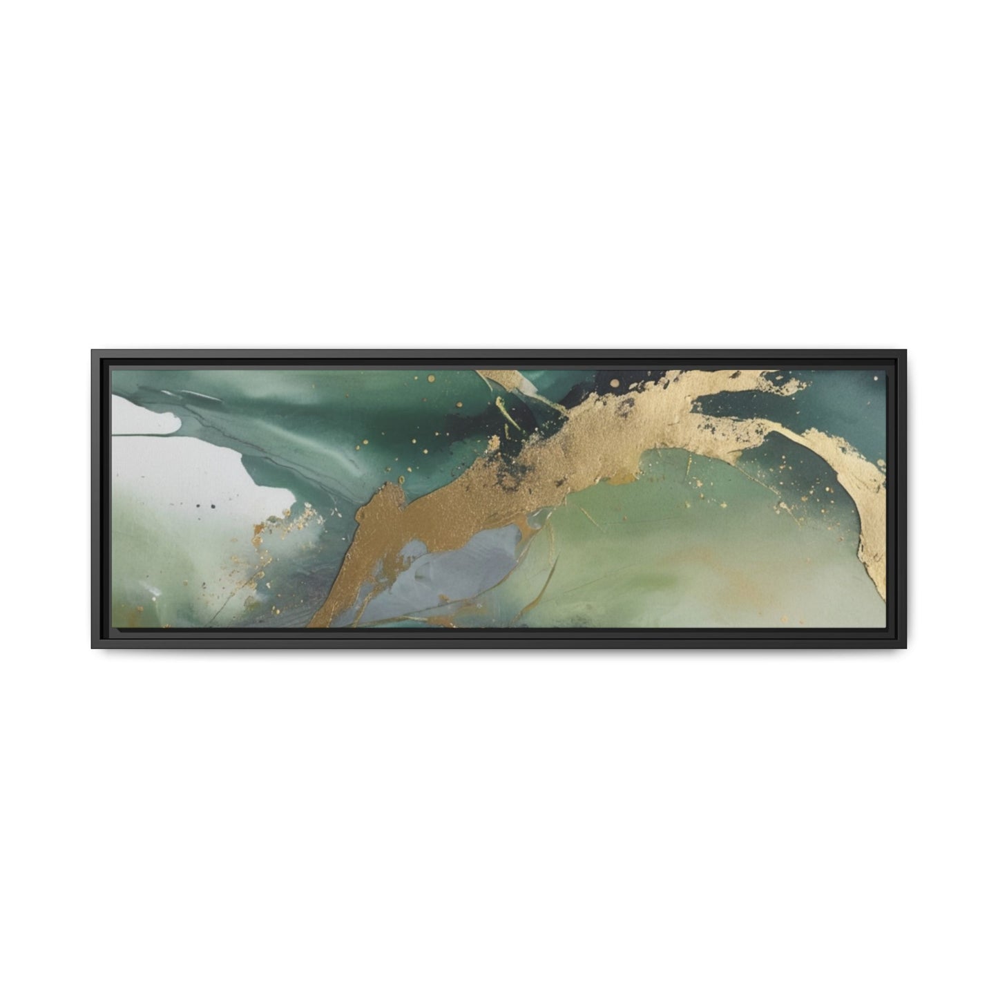 Elegant Abstract Framed Canvas Wall Art - Multi-Color Gold Accents