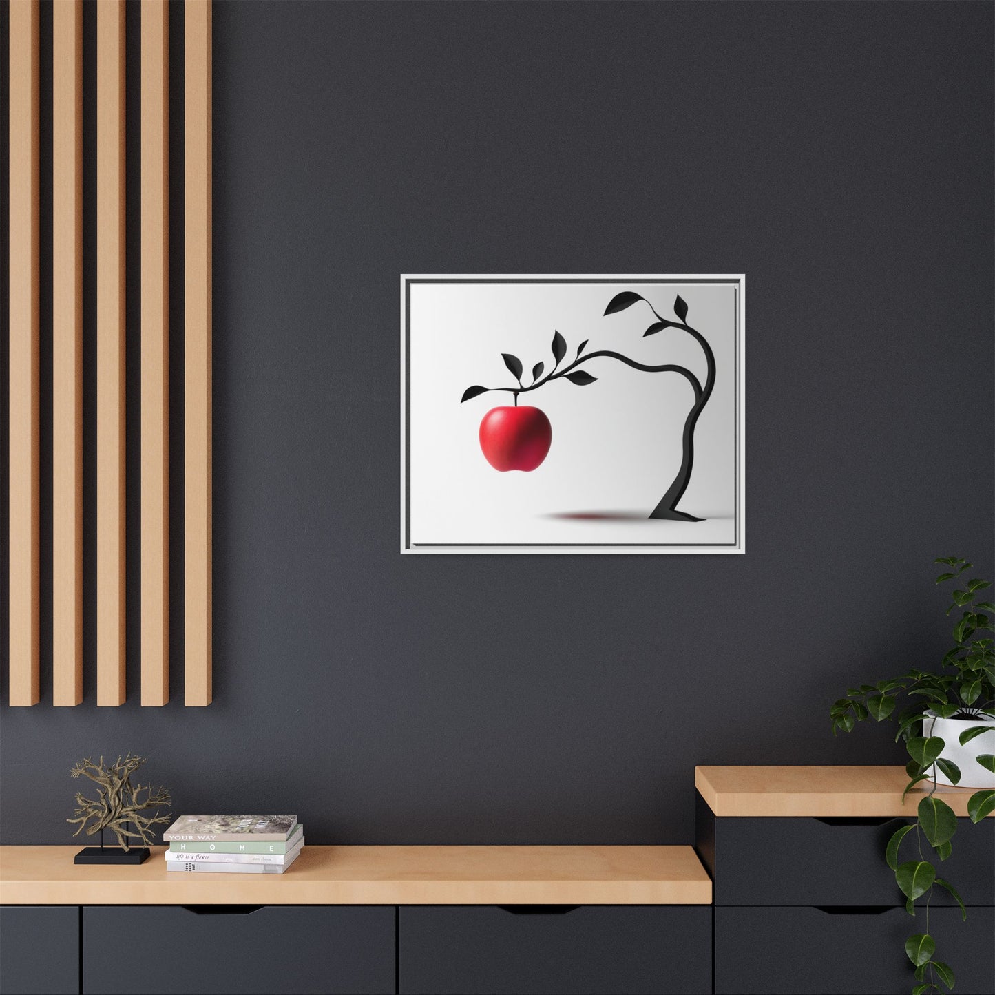 Modern Framed Canvas Art - Red Apple Tree Decor for Home & Office