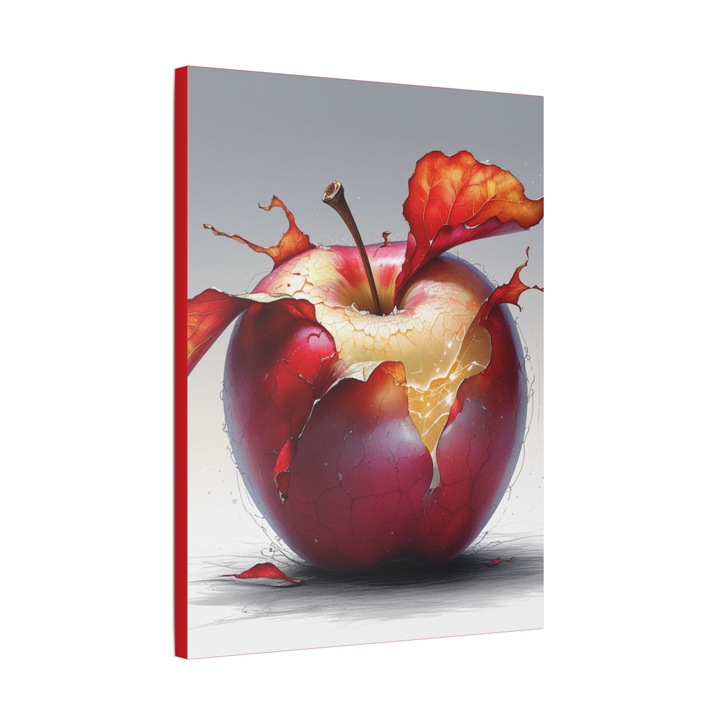 Cracked Red Apple Canvas Art – Vibrant Wall Decor for Modern Homes