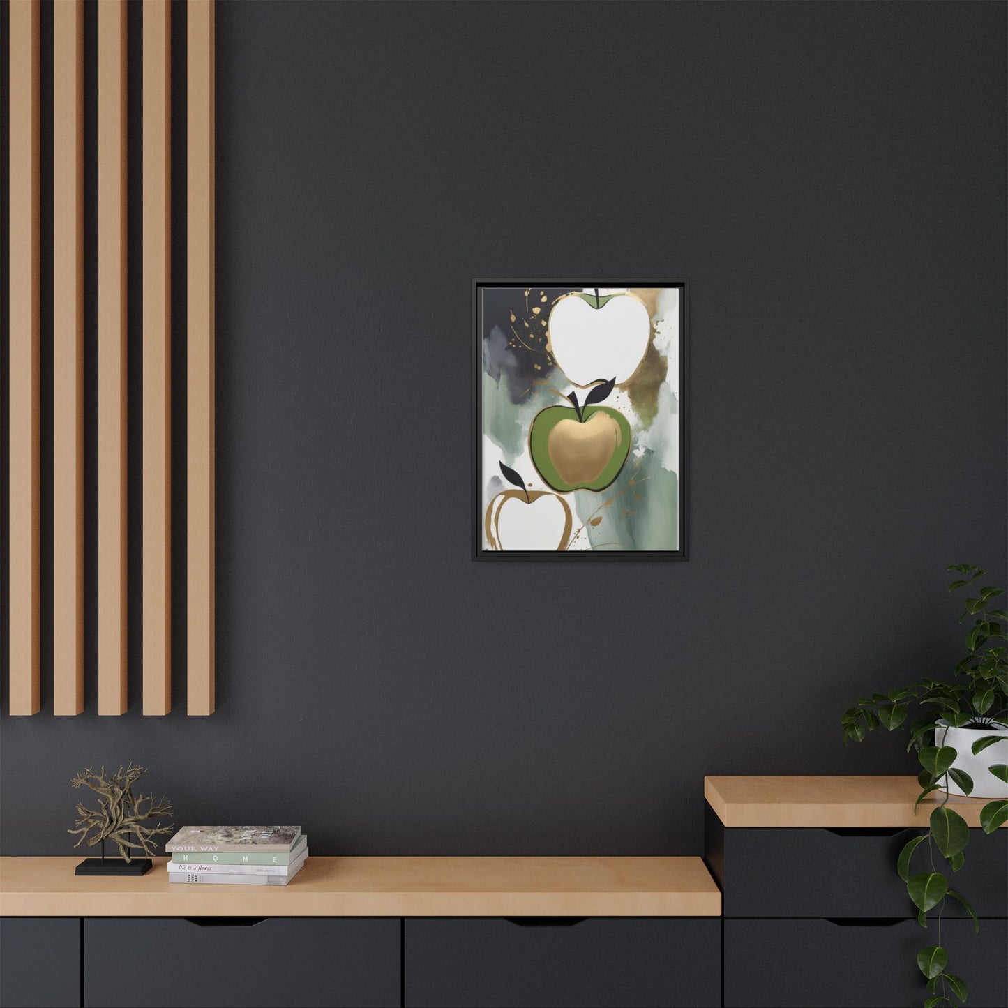 Modern Abstract Apple Canvas Art Print - Colorful Framed Wall Decor