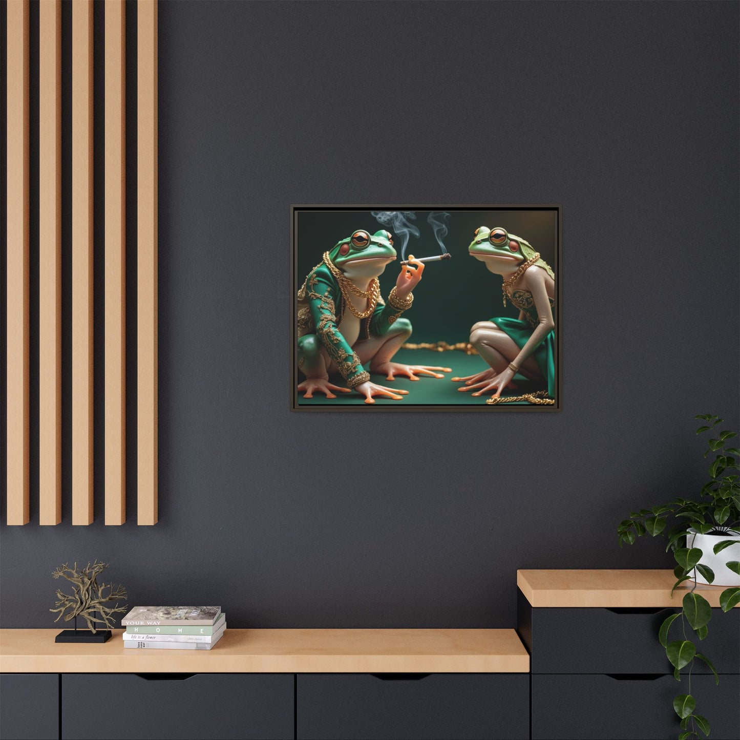 Whimsical Frog Art Print - Framed Canvas for Unique Home Decor