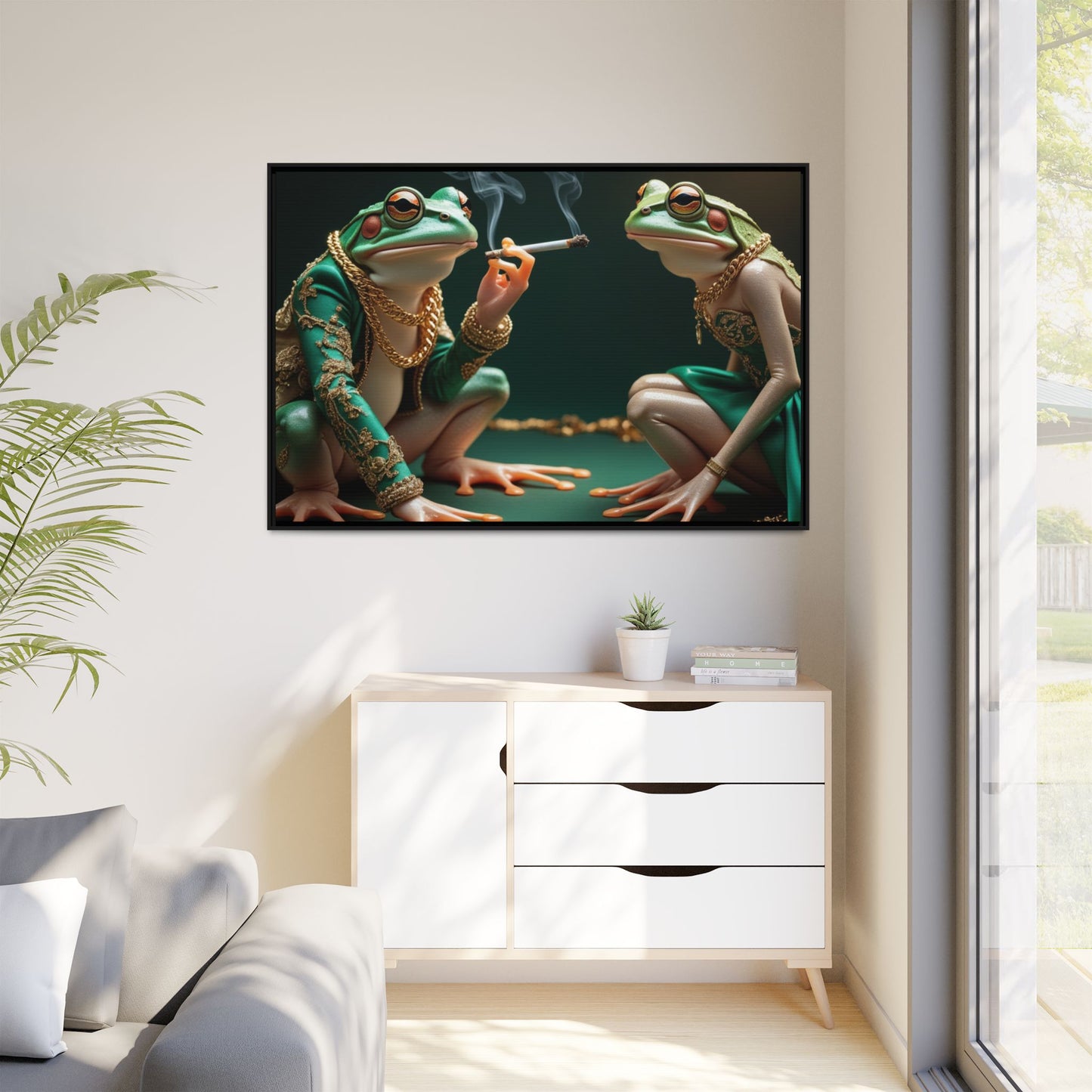 Whimsical Frog Art Print - Framed Canvas for Unique Home Decor