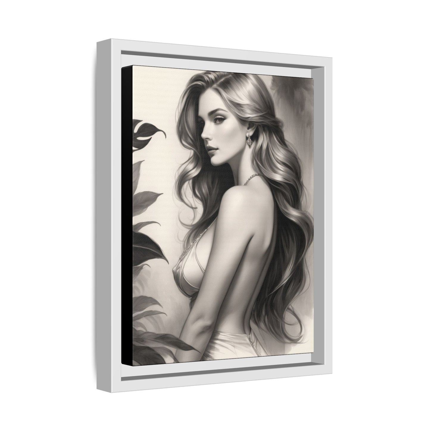 Elegant Matte Framed Art Print - Stylish Woman Portrait