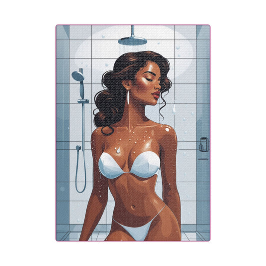 Shower Goddess Art Canvas - Elegant Stretched Satin Wall Decor for Modern Homes
