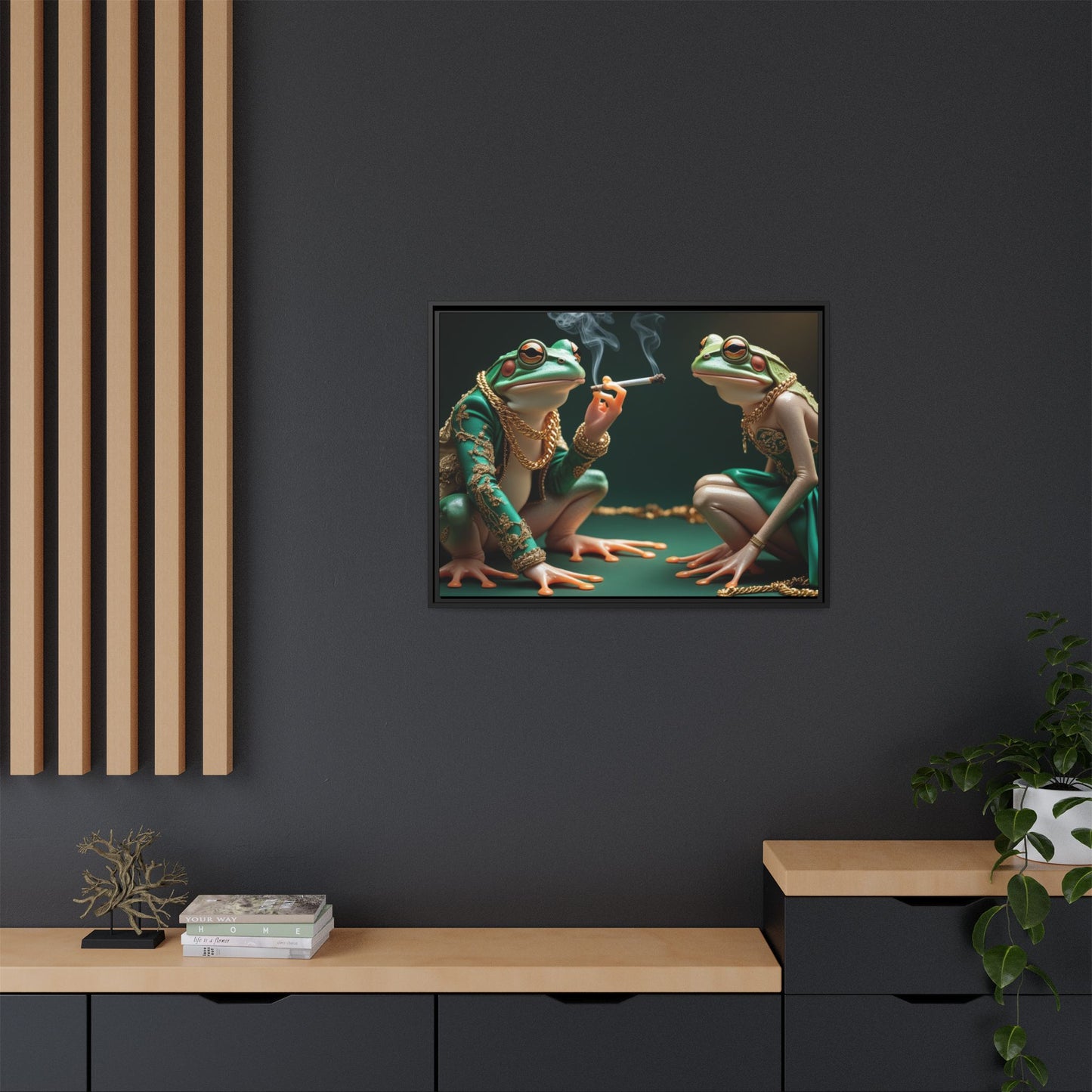 Whimsical Frog Art Print - Framed Canvas for Unique Home Decor