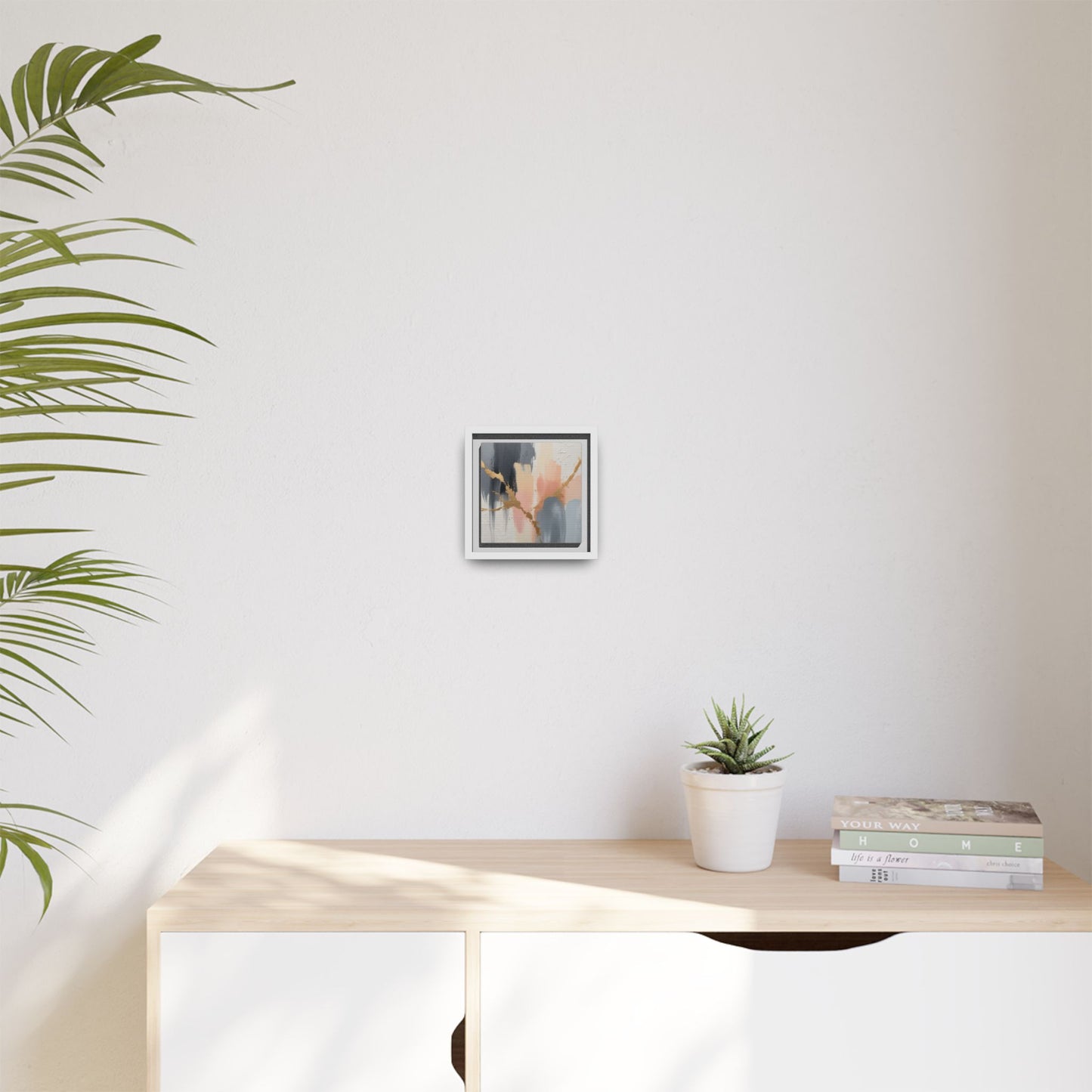 Elegant Abstract Framed Canvas Art with Gold Accents