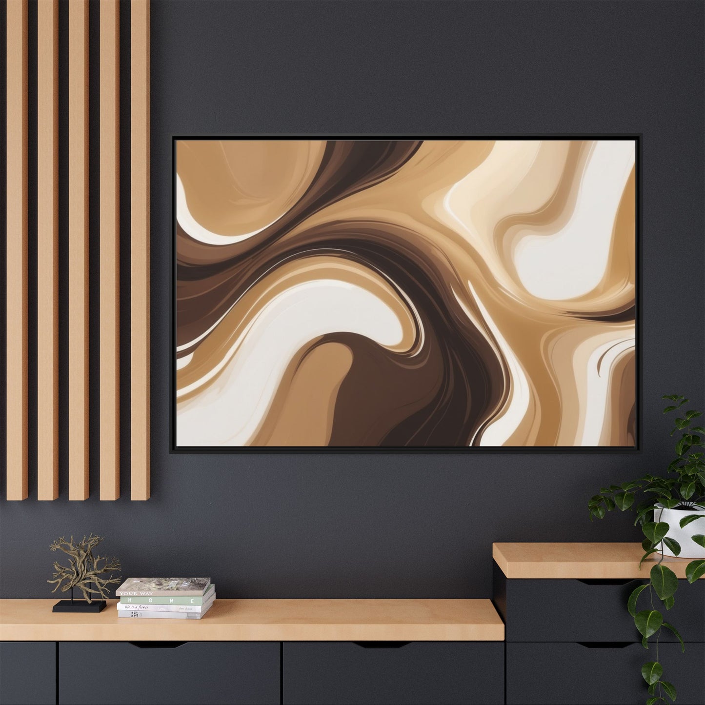 Abstract Wave Framed Canvas Art - Multi-Color Home Decor
