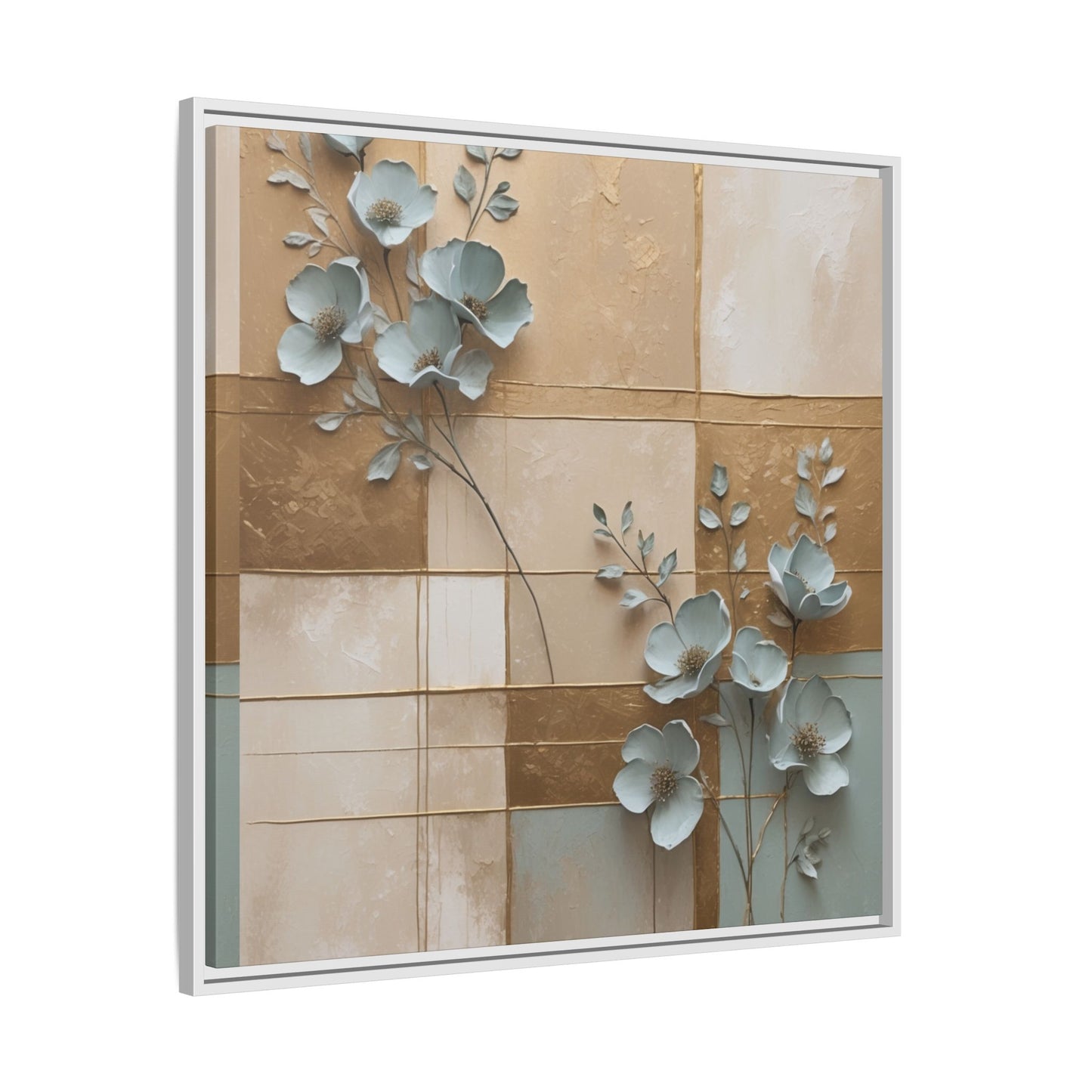 Elegant Floral Wall Art - Framed Matte Canvas Decor
