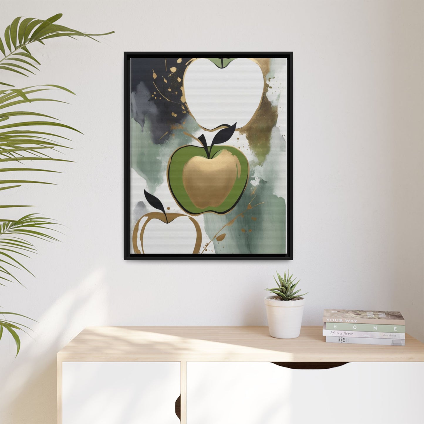 Modern Abstract Apple Canvas Art Print - Colorful Framed Wall Decor