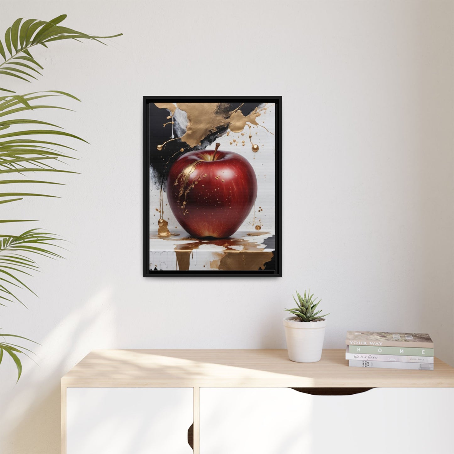 Elegant Apple Art Print - Multi-color Framed Canvas