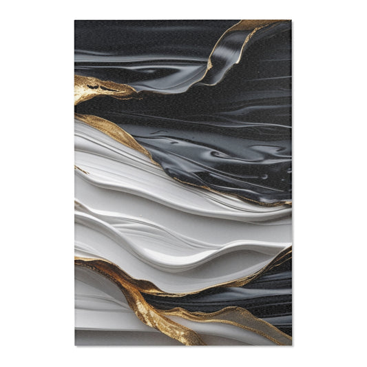 Elegant Marble Area Rug with Metallic Accents - Modern Home Decor