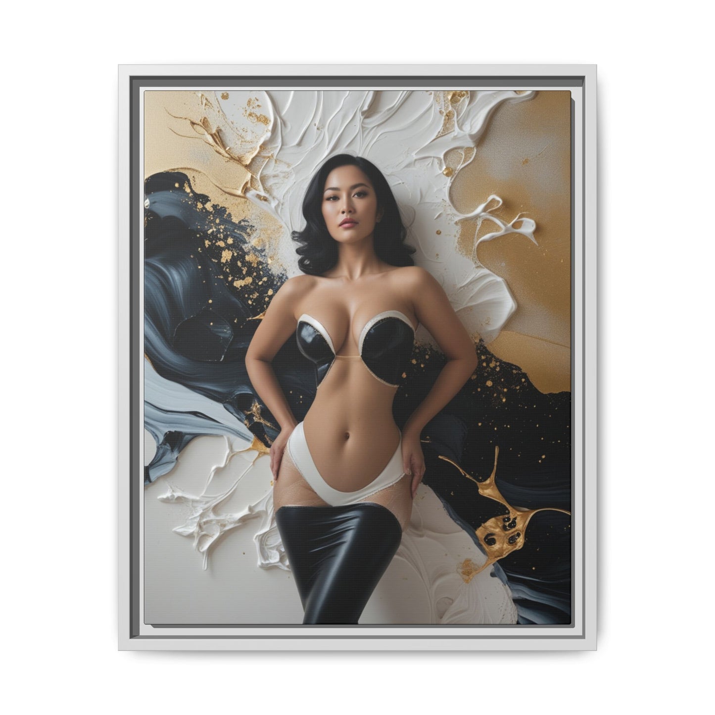 Elegant Framed Canvas Art - Multi-Color Abstract Beauty
