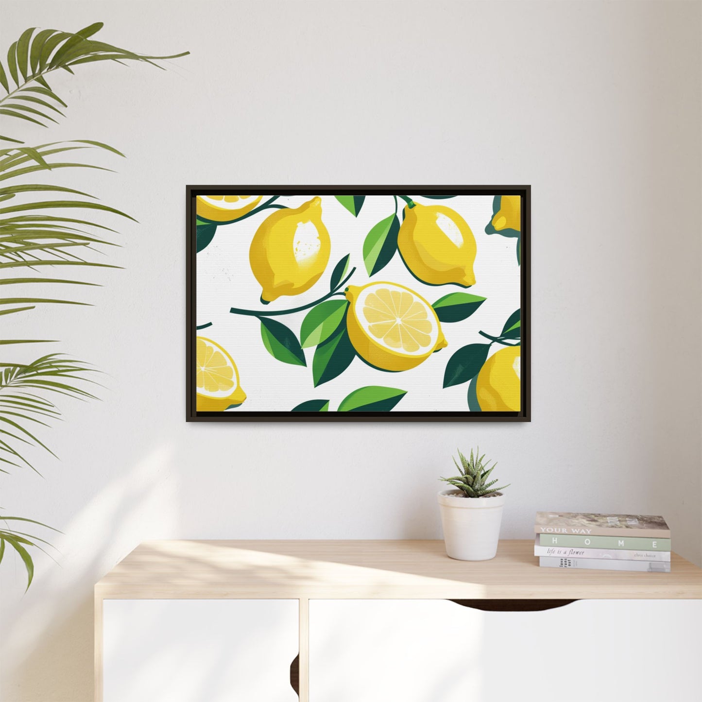 Lemon-Themed Framed Canvas Wall Art - Bright and Fresh Decor