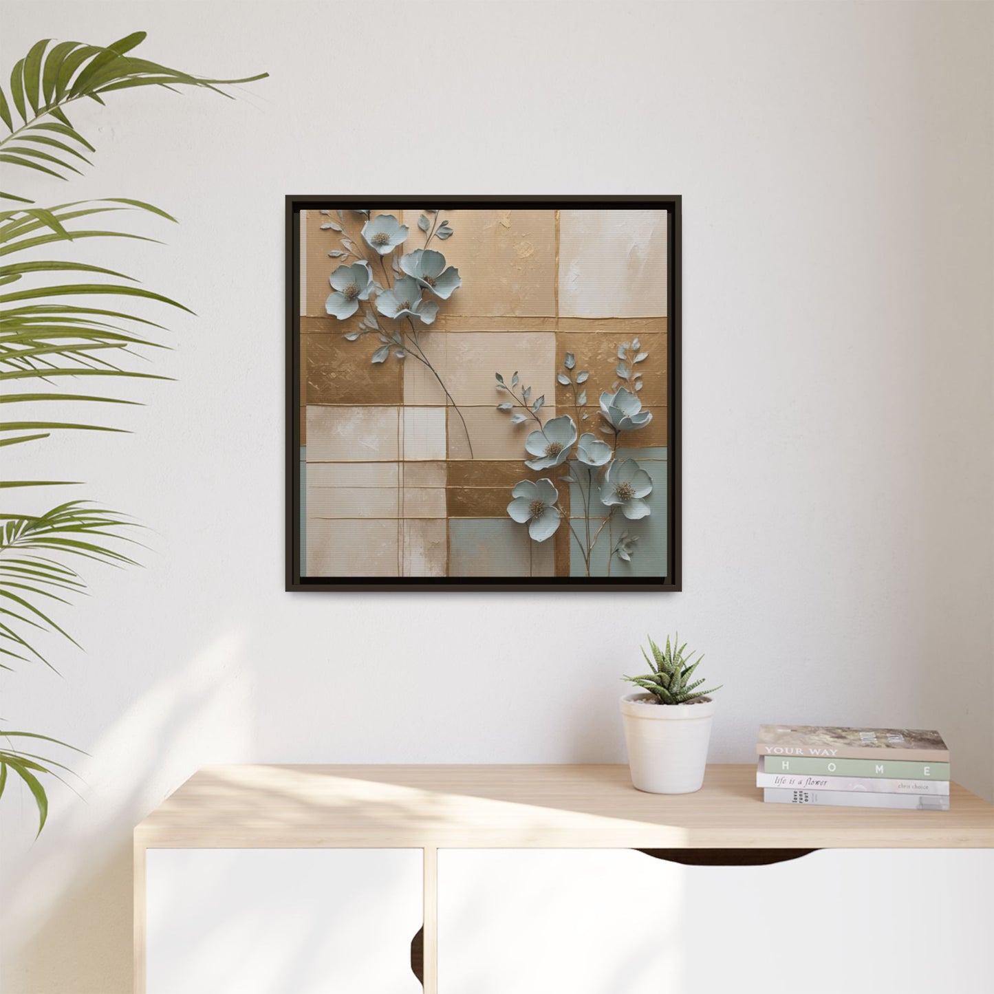 Elegant Floral Wall Art - Framed Matte Canvas Decor